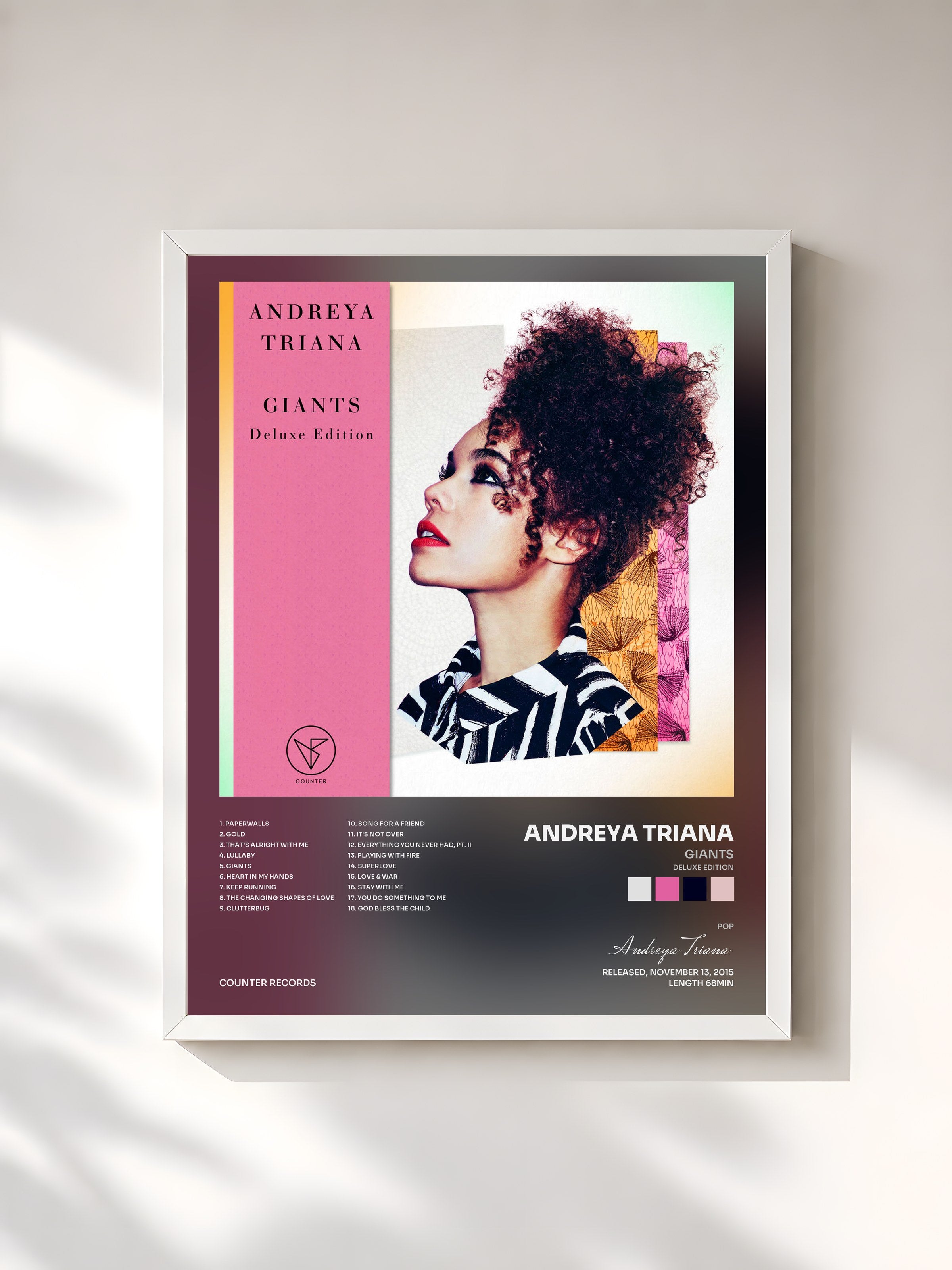 #blanc Tableau de l'album Giants (Deluxe Edition) de Andreya Triana, cadre blanc, imprimé et encadré en France