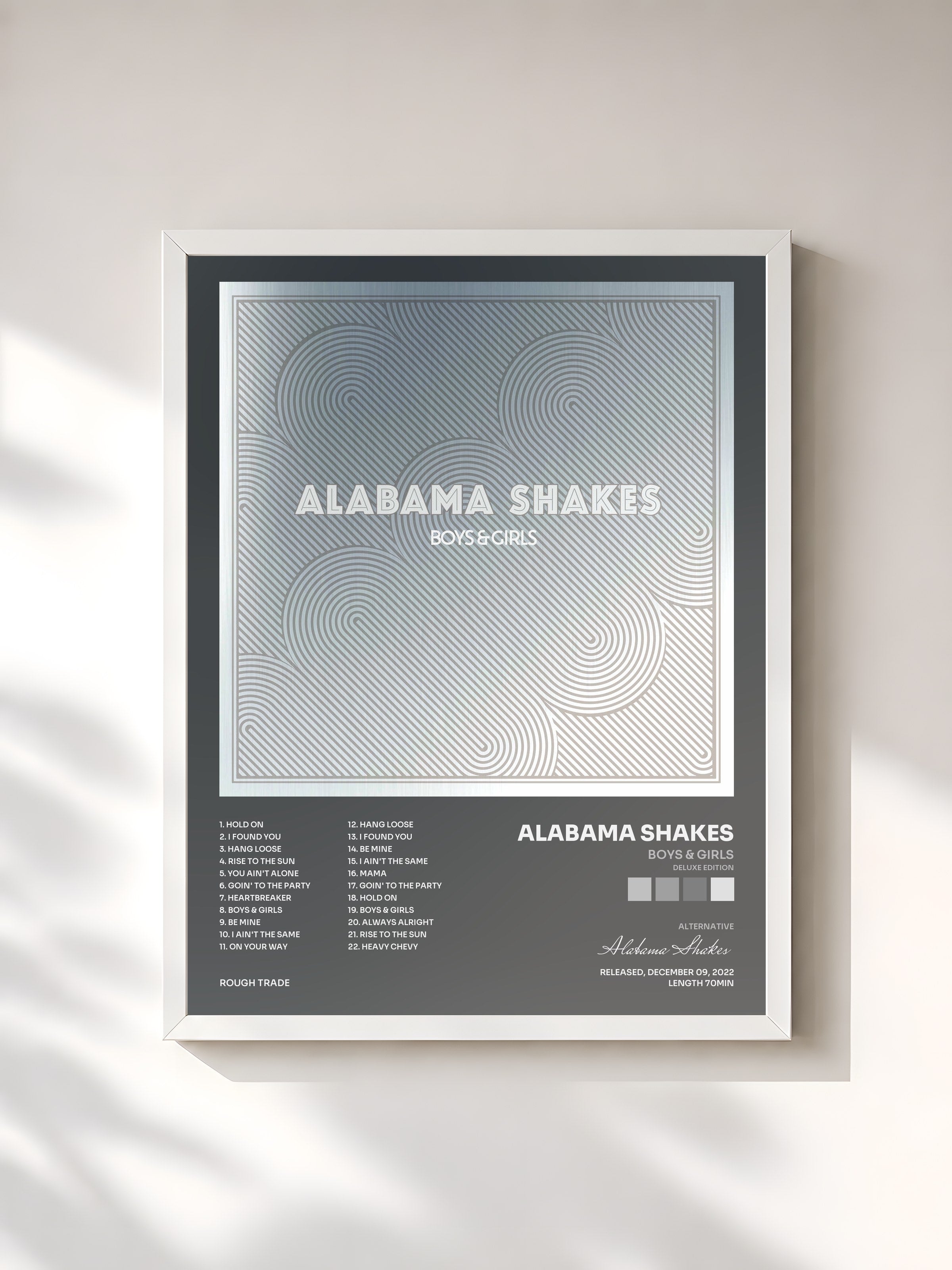 #blanc Tableau de l'album Boys & Girls (Deluxe Edition) de Alabama Shakes, cadre blanc, imprimé et encadré en France