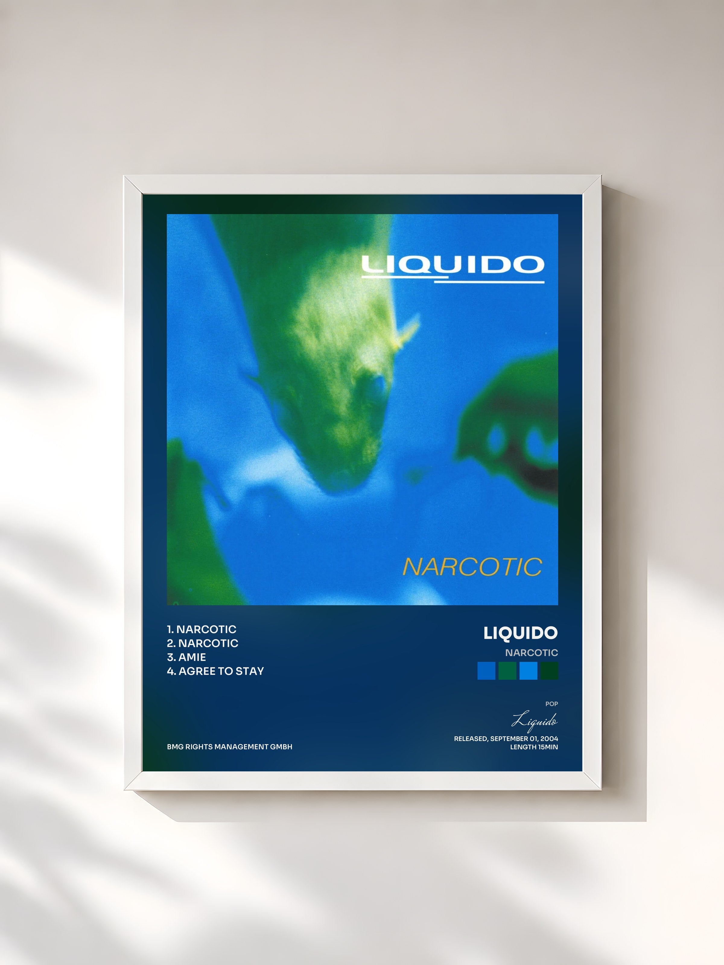 #blanc Tableau de l'album Narcotic de Liquido, cadre blanc, imprimé et encadré en France