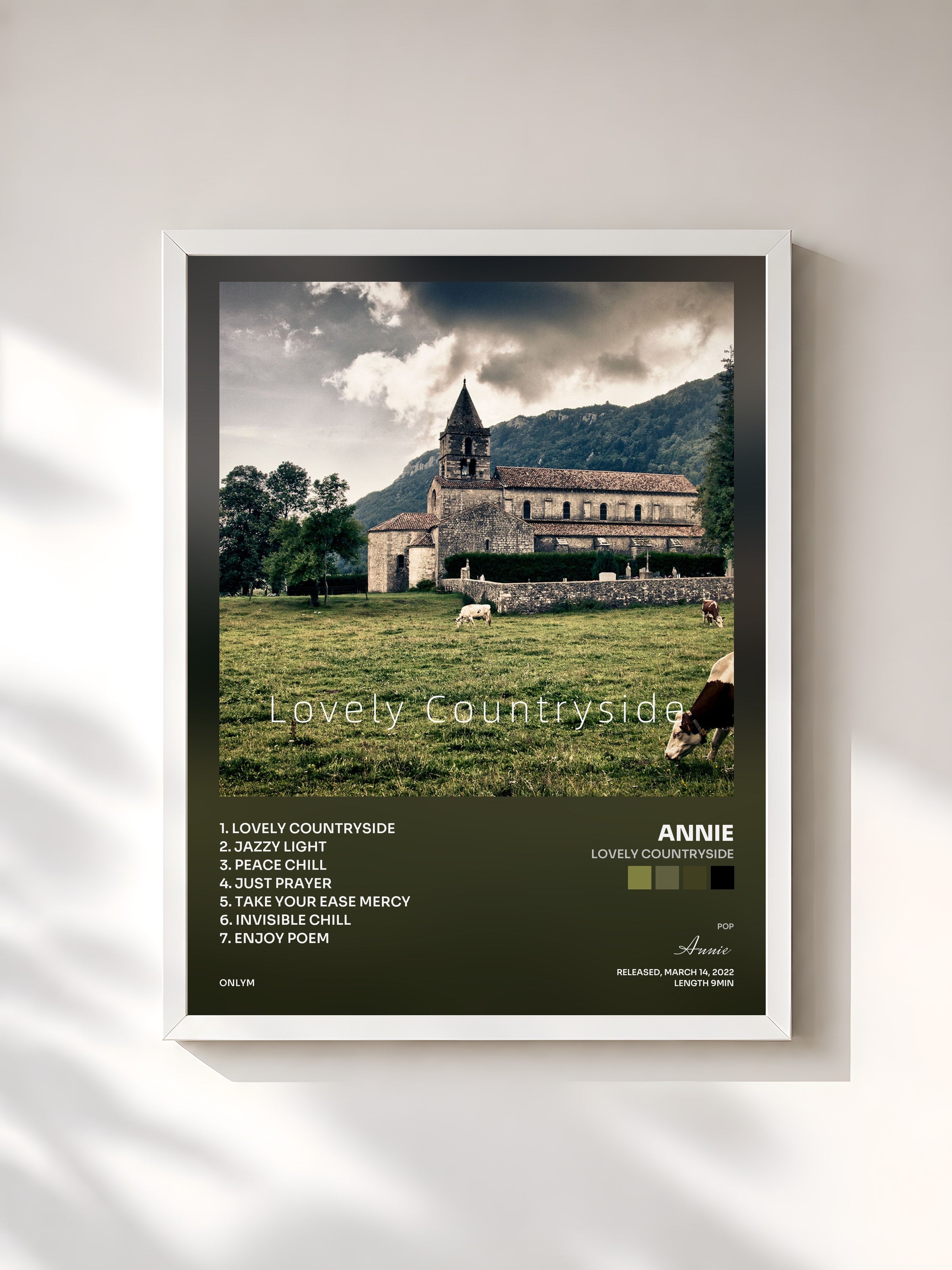 #blanc Tableau de l'album Lovely Countryside de Annie, cadre blanc, imprimé et encadré en France