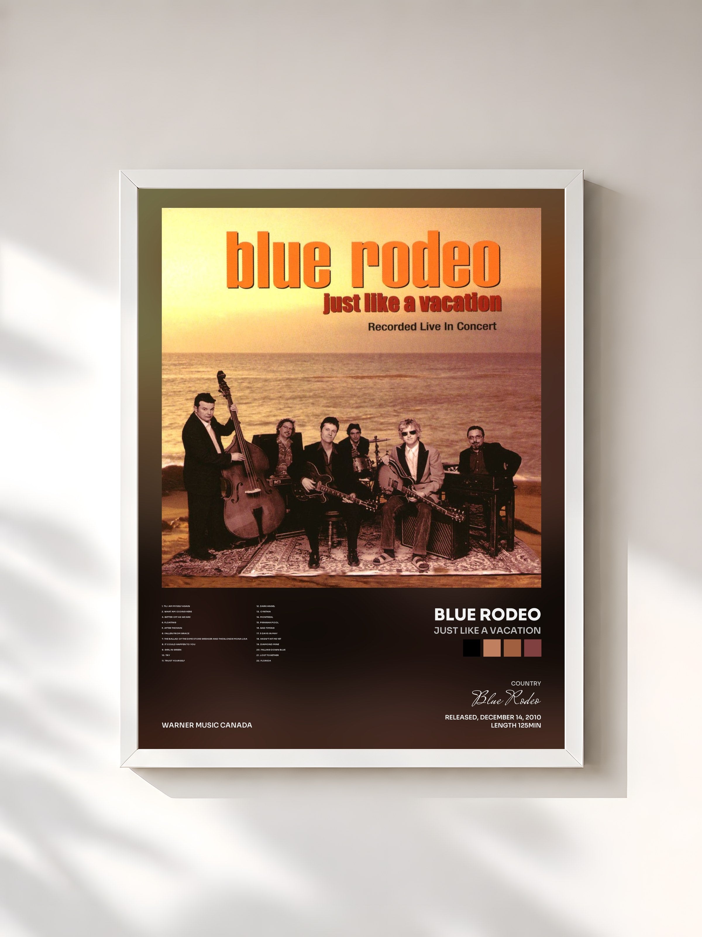 #blanc Tableau de l'album Just Like a Vacation de Blue Rodeo, cadre blanc, imprimé et encadré en France
