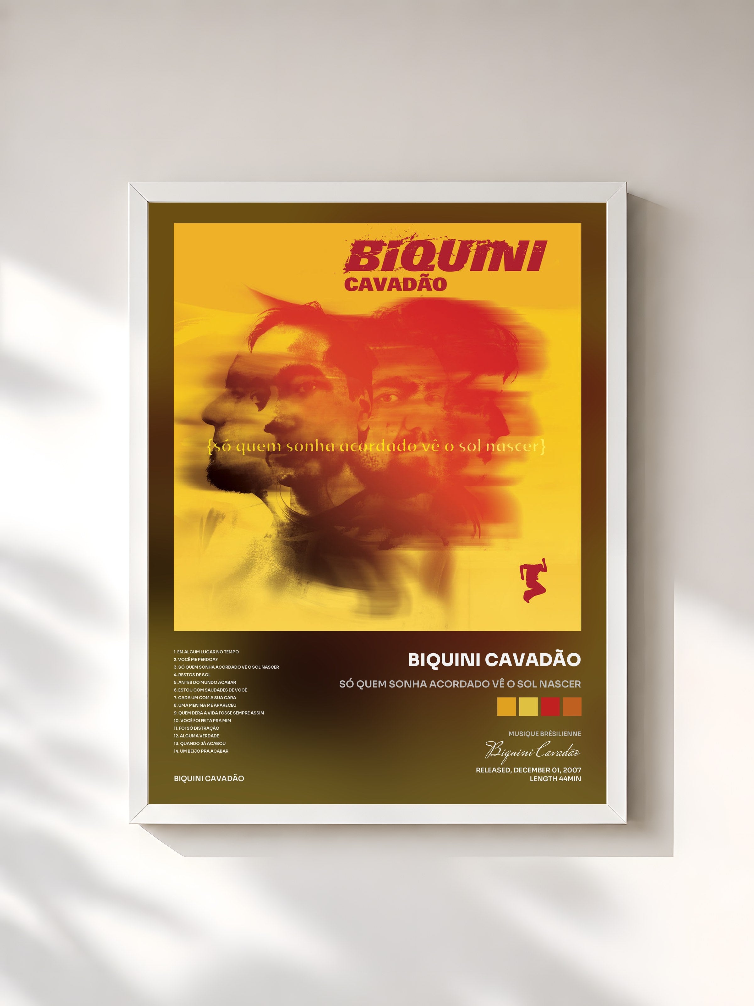 #blanc Tableau de l'album Só Quem Sonha Acordado Vê o Sol Nascer de Biquini Cavadão, cadre blanc, imprimé et encadré en France