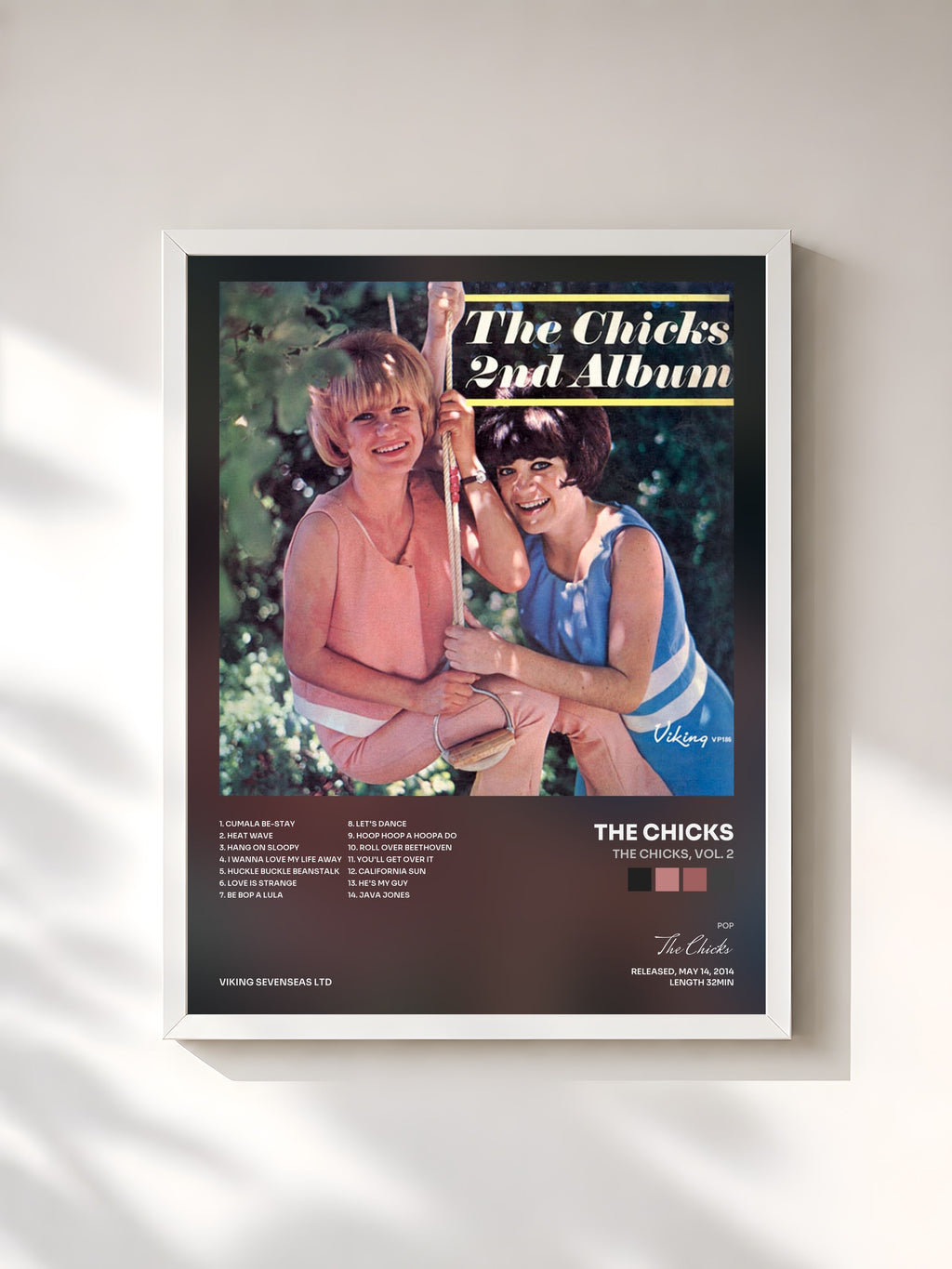 #blanc Tableau de l'album The Chicks, Vol. 2 de The Chicks, cadre blanc, imprimé et encadré en France