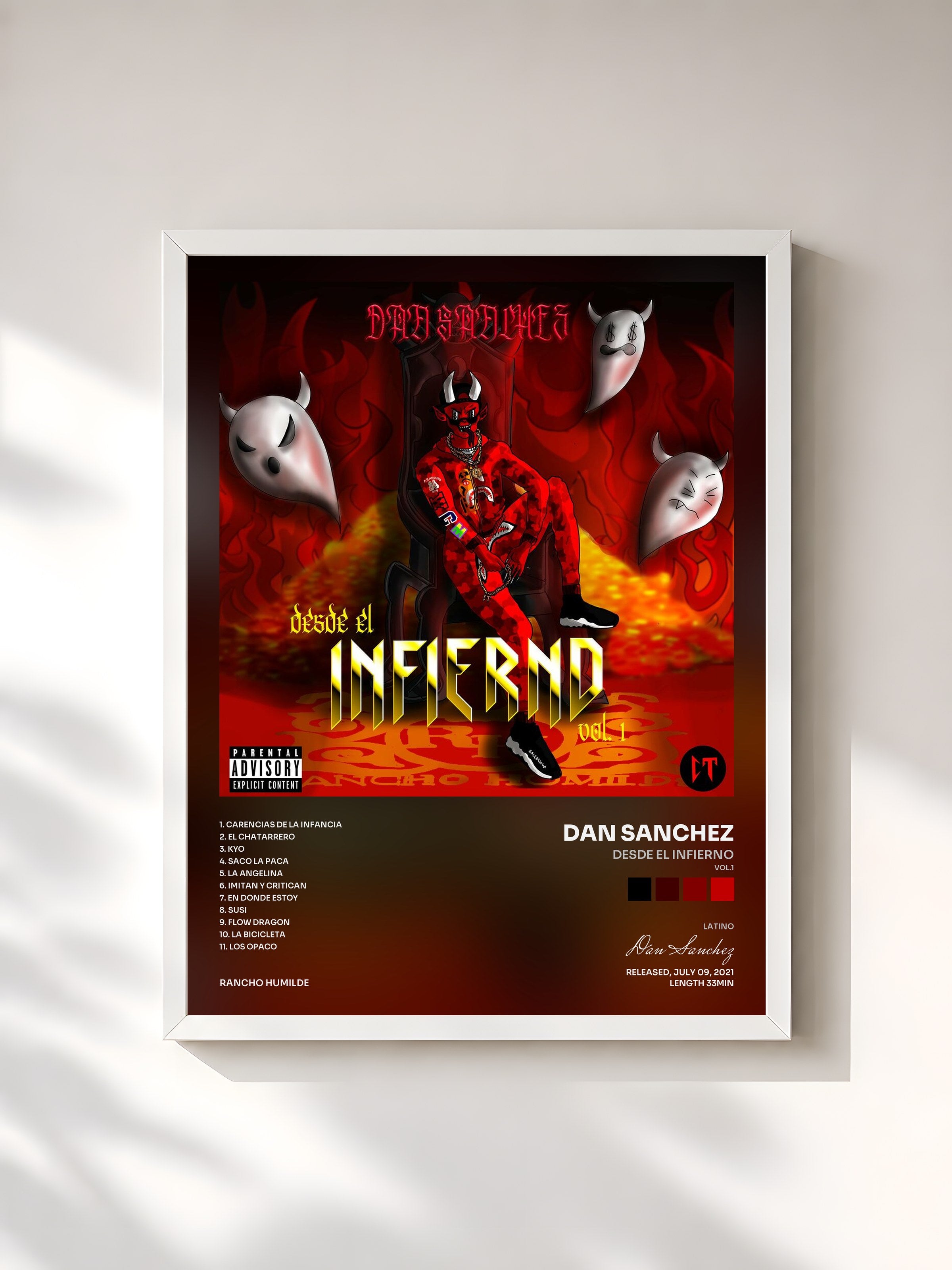 #blanc Tableau de l'album Desde El Infierno (Vol.1) de Dan Sanchez, cadre blanc, imprimé et encadré en France