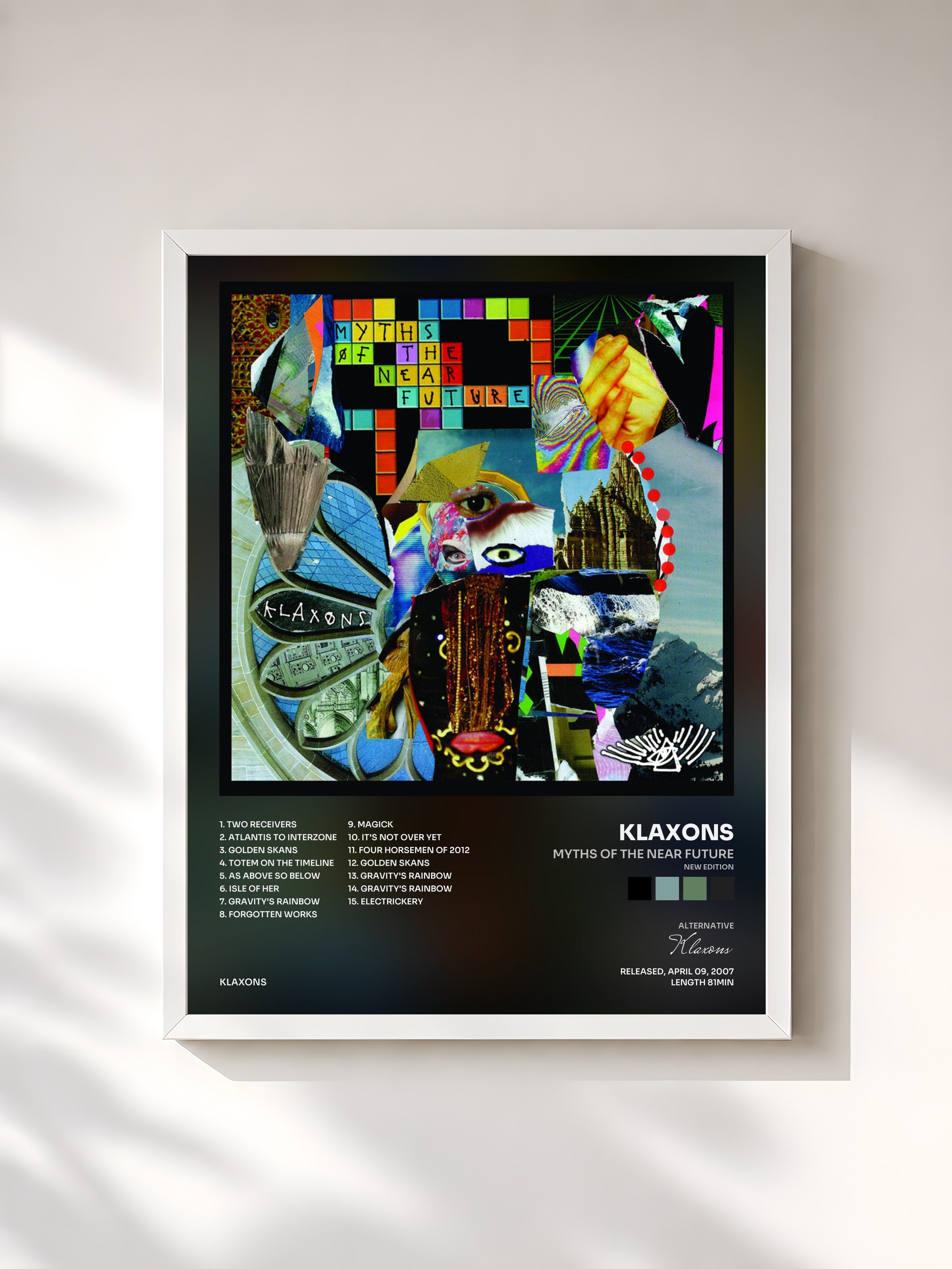 #blanc Tableau de l'album Myths Of The Near Future (New Edition) de Klaxons, cadre blanc, imprimé et encadré en France