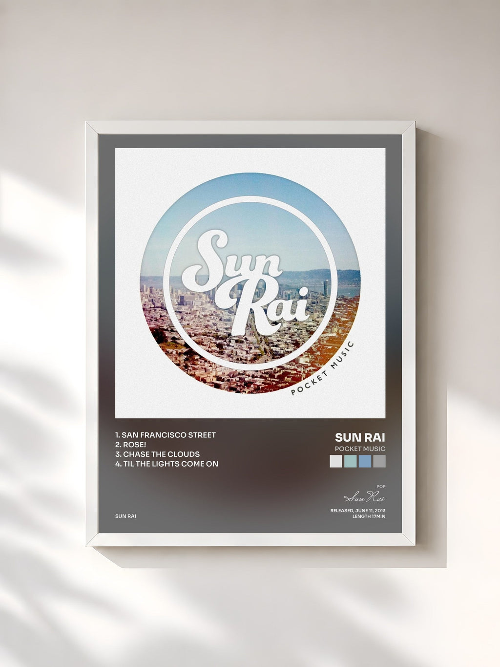 #blanc Pocket Music di Sun Rai in stampa incorniciata, cornice bianca, stampata e incorniciata in Francia