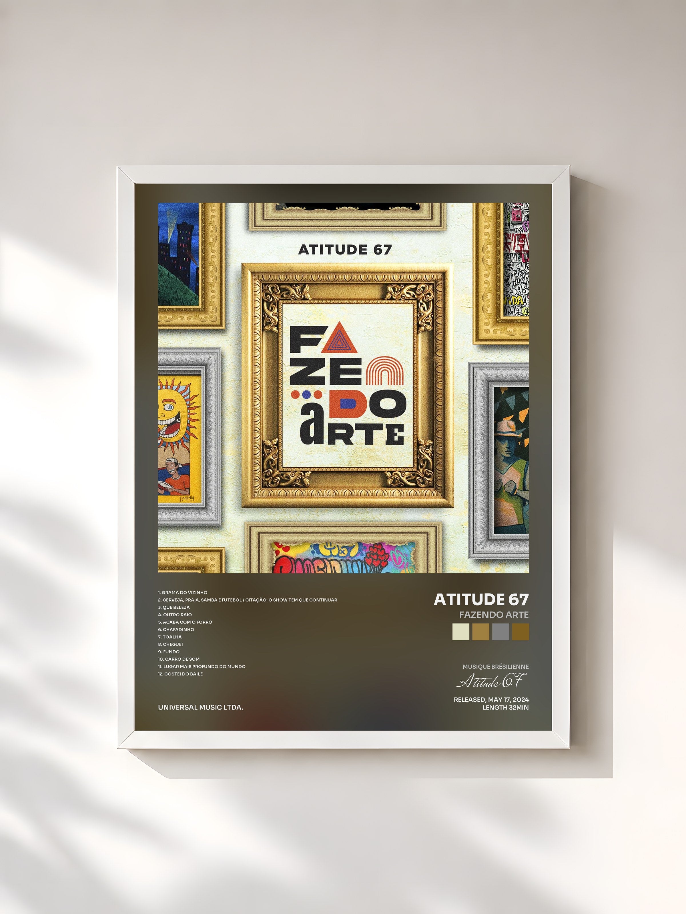 #blanc Tableau de l'album Fazendo Arte de Atitude 67, cadre blanc, imprimé et encadré en France