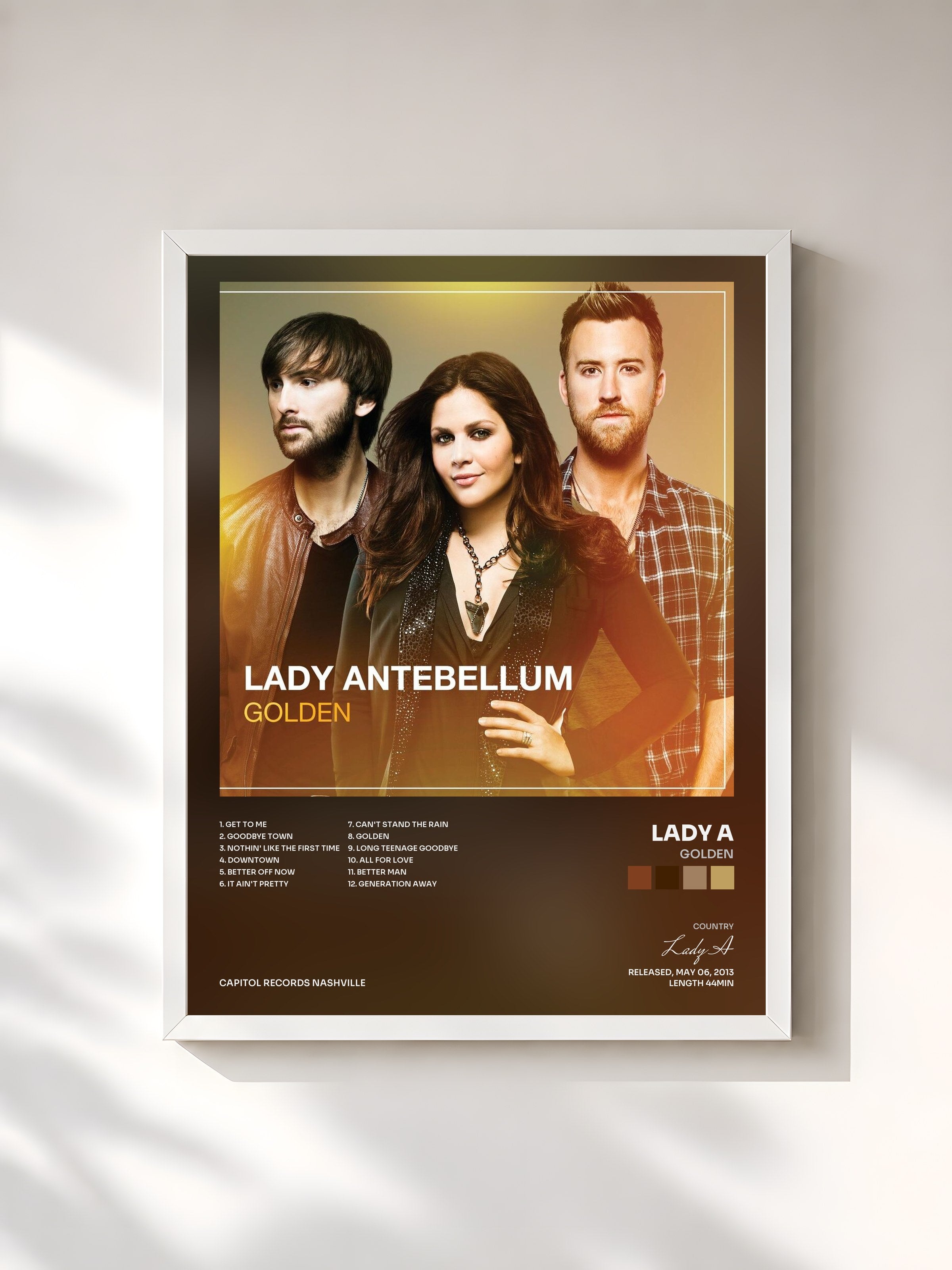 #blanc Tableau de l'album Golden de Lady A, cadre blanc, imprimé et encadré en France
