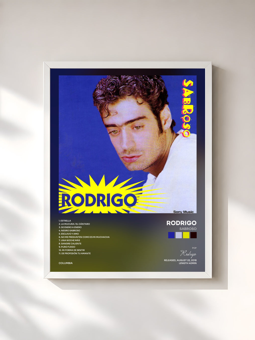 #blanc Sabroso by Rodrigo as a framed art print, white frame, printed and framed in France