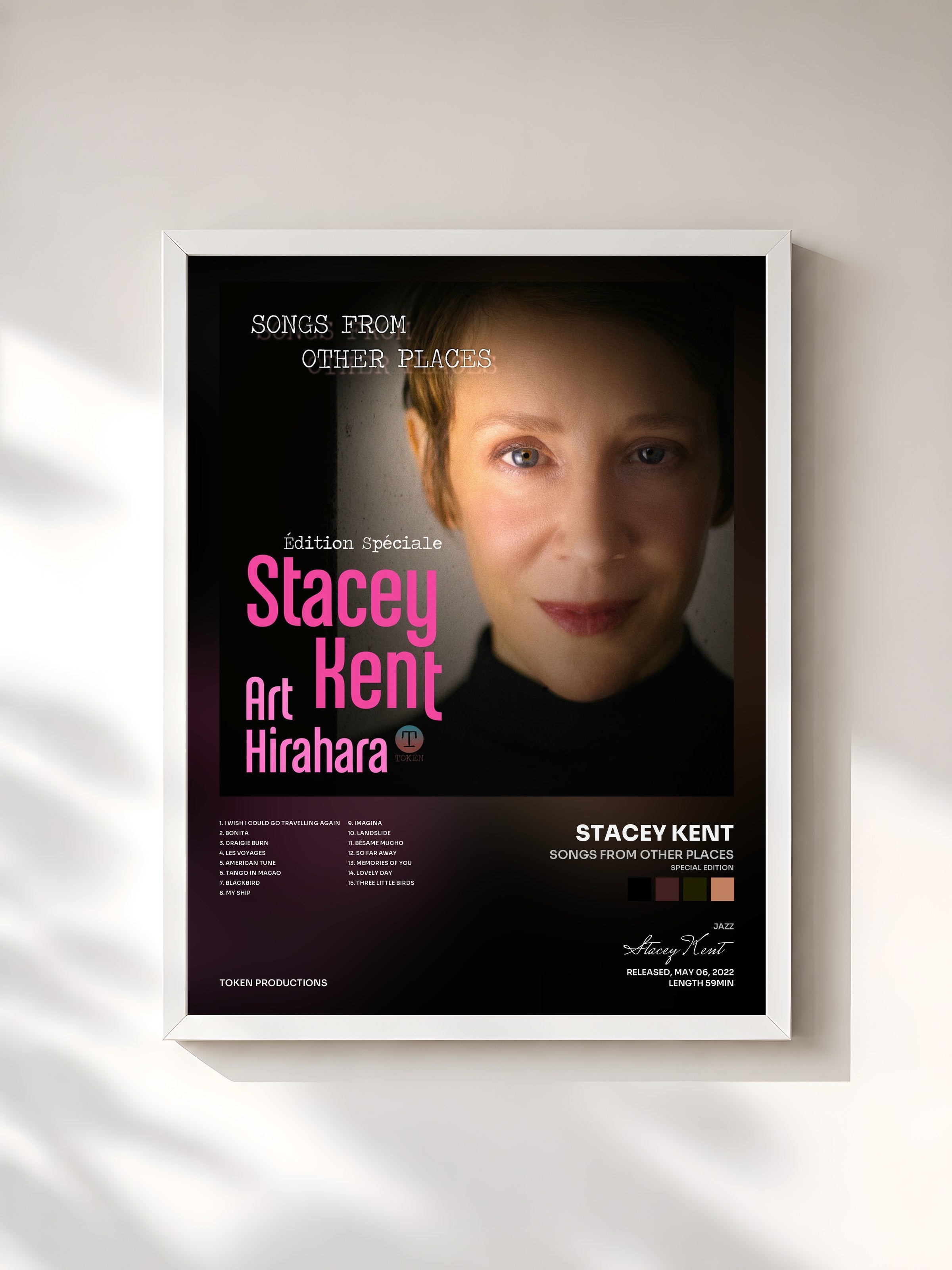 #blanc Tableau de l'album Songs from Other Places (Special Edition) de Stacey Kent, cadre blanc, imprimé et encadré en France