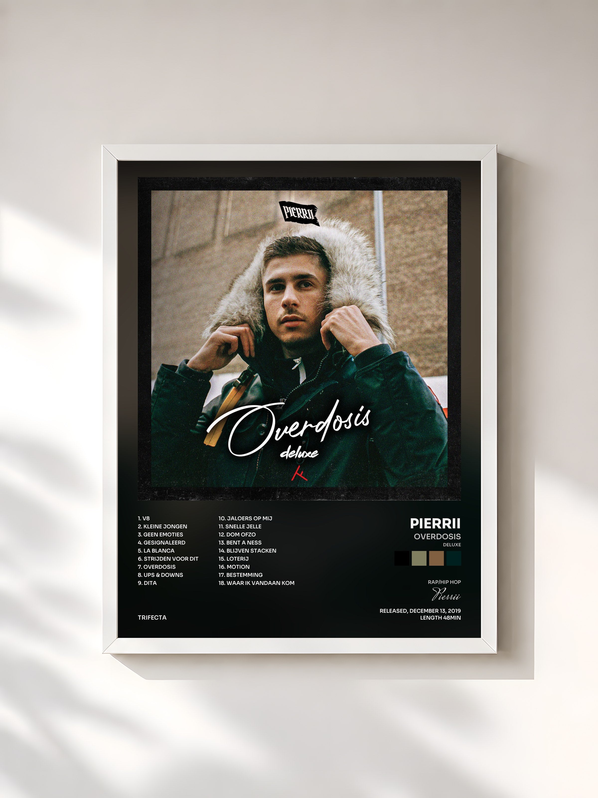 #blanc Tableau de l'album Overdosis (Deluxe) de Pierrii, cadre blanc, imprimé et encadré en France