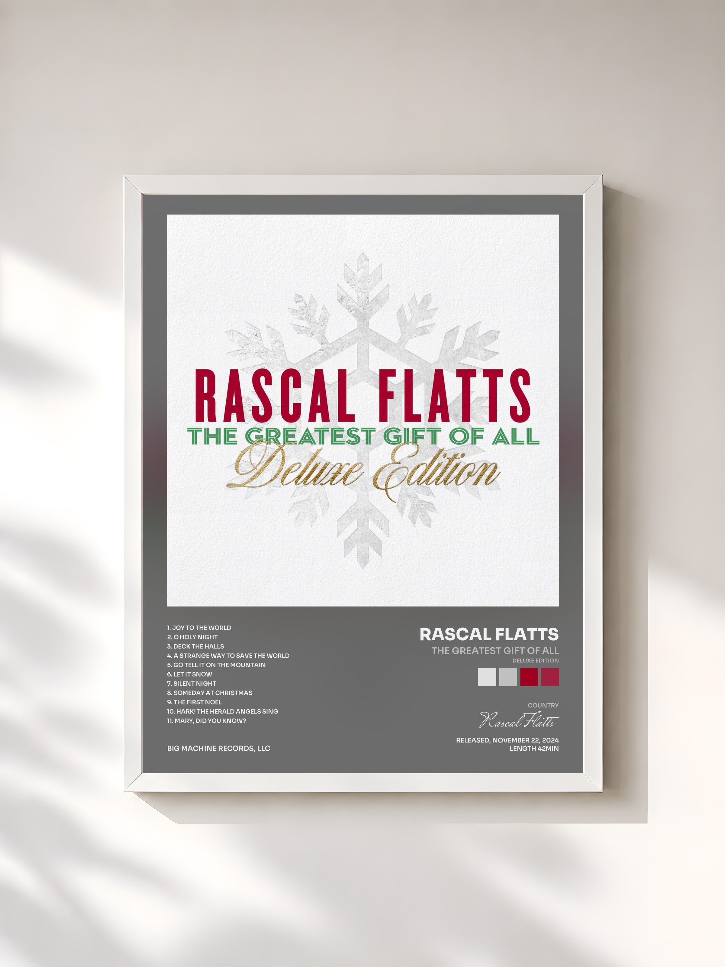 #blanc Tableau de l'album The Greatest Gift Of All (Deluxe Edition) de Rascal Flatts, cadre blanc, imprimé et encadré en France