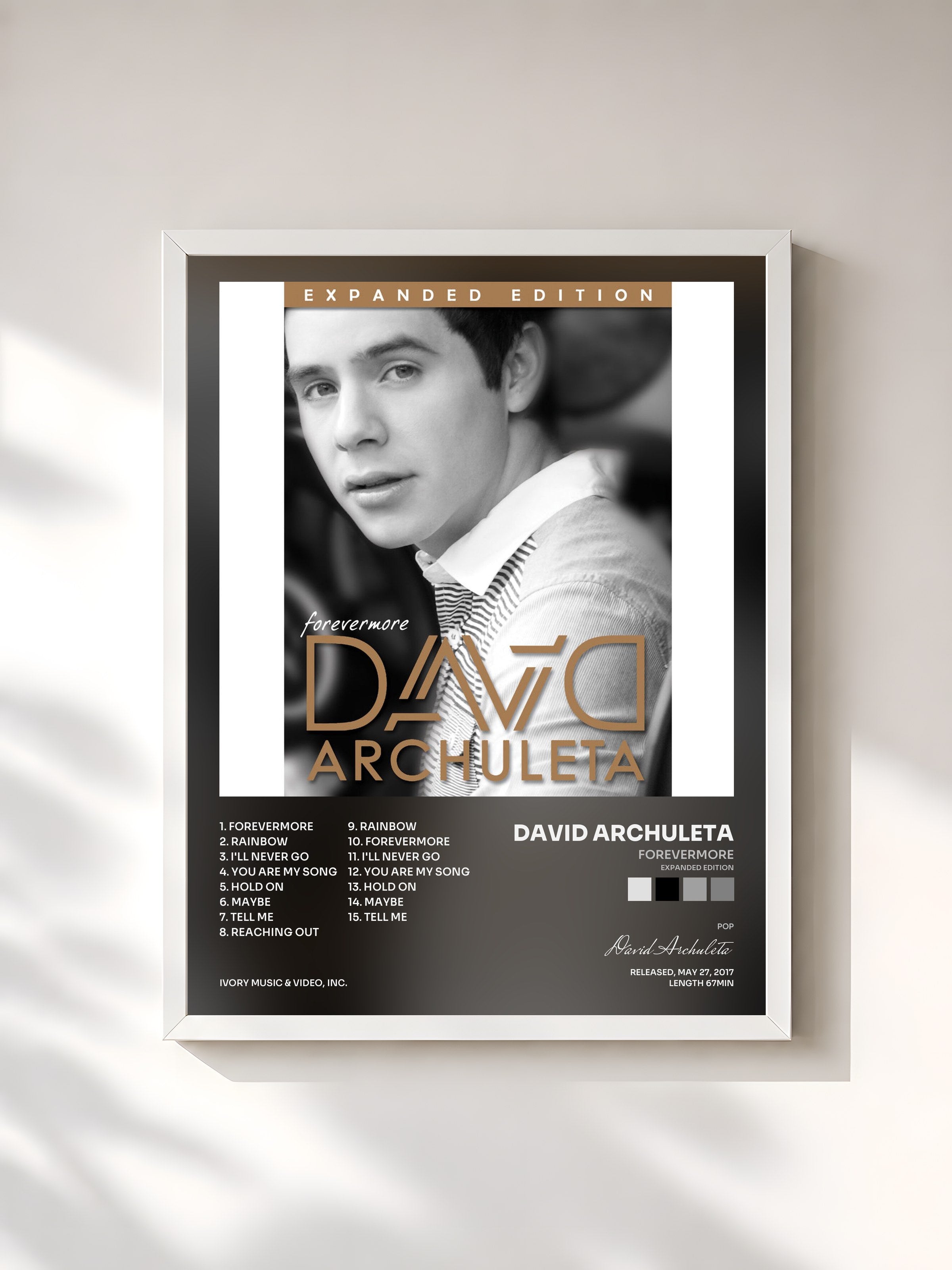 #blanc Tableau de l'album Forevermore (Expanded Edition) de David Archuleta, cadre blanc, imprimé et encadré en France