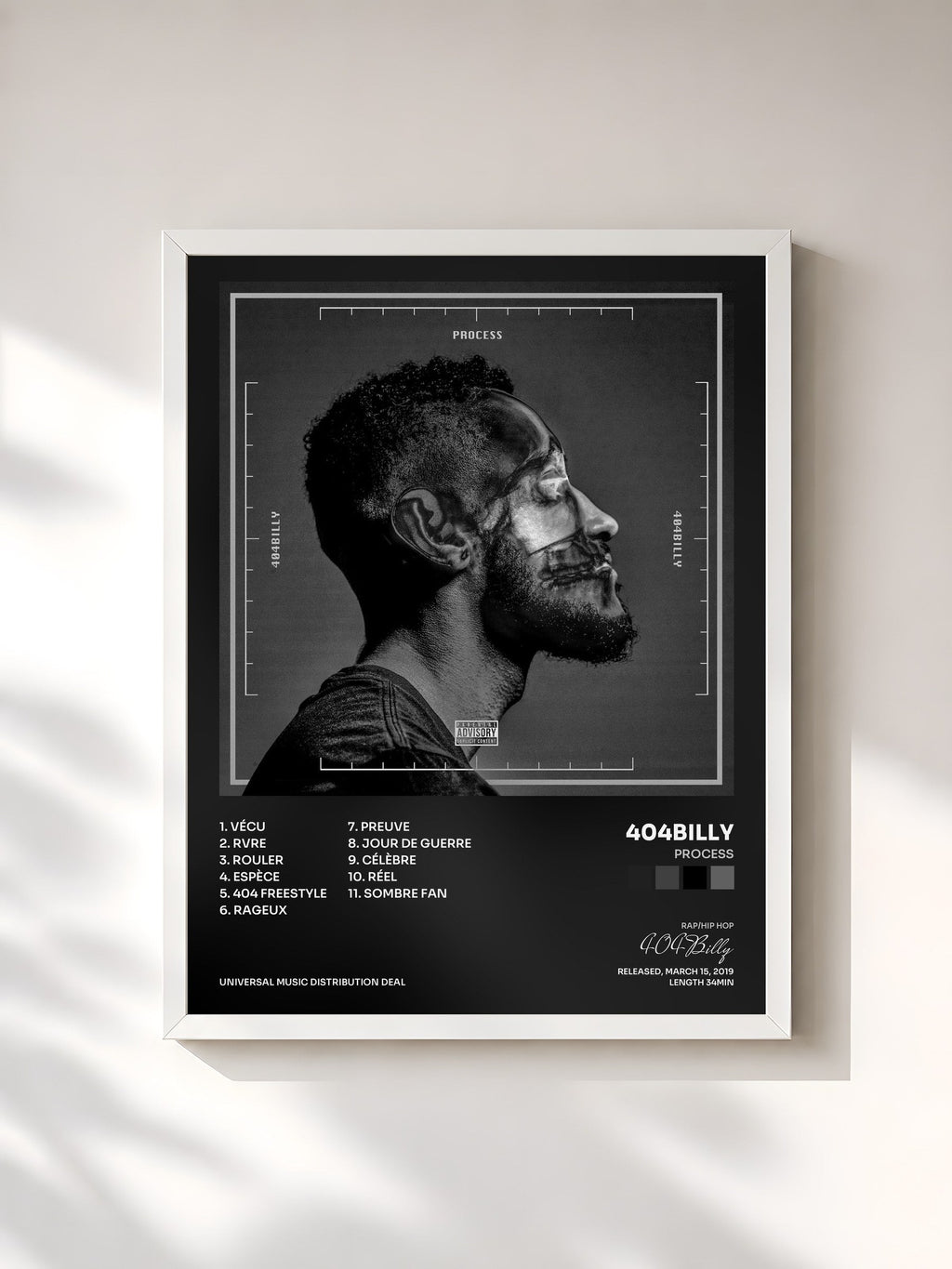 #blanc Process by 404Billy as a framed art print, white frame, printed and framed in France