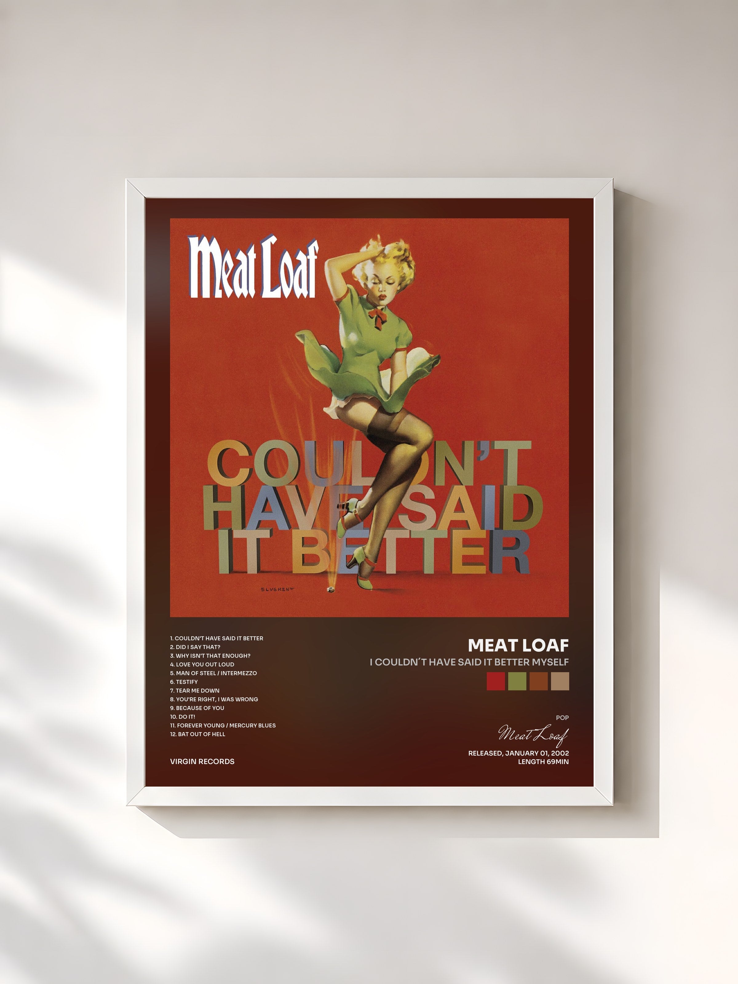 #blanc Tableau de l'album I Couldn´t Have Said It Better Myself de Meat Loaf, cadre blanc, imprimé et encadré en France