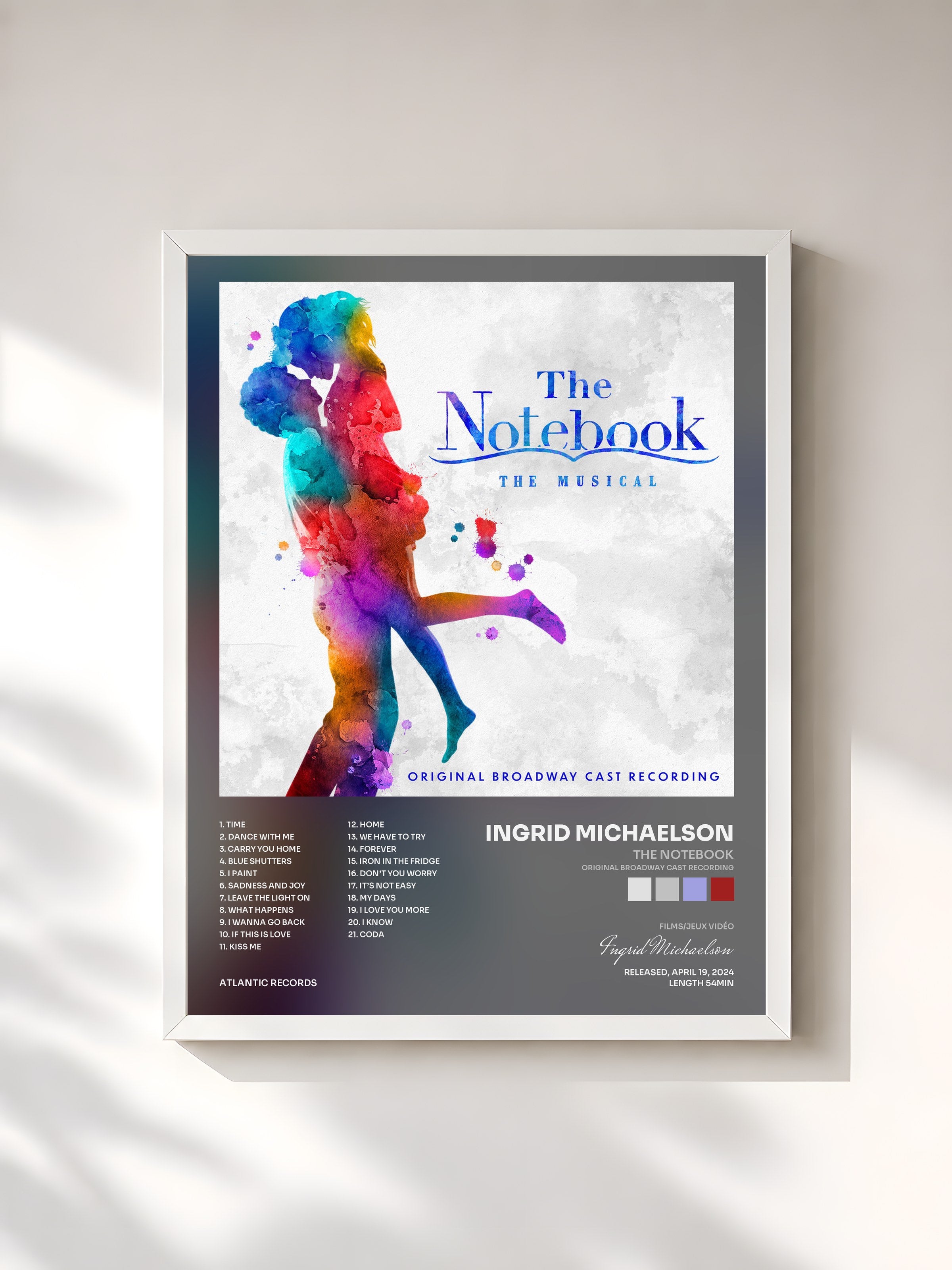 #blanc Tableau de l'album The Notebook (Original Broadway Cast Recording) de Ingrid Michaelson, cadre blanc, imprimé et encadré en France