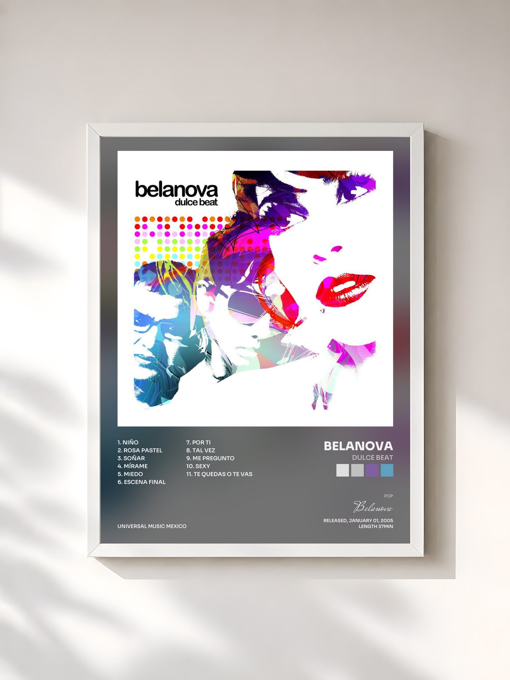 #blanc Dulce Beat by Belanova as a framed art print, white frame, printed and framed in France