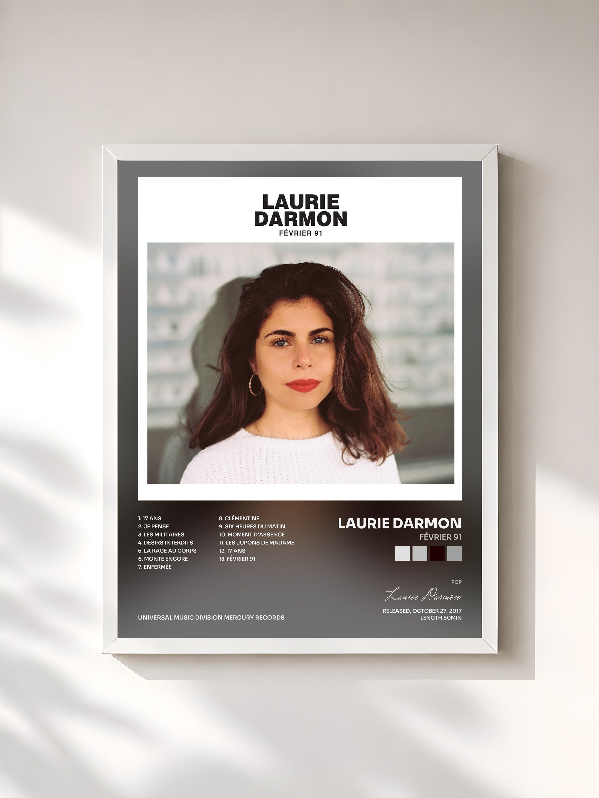 #blanc Tableau de l'album Février 91 de Laurie Darmon, cadre blanc, imprimé et encadré en France