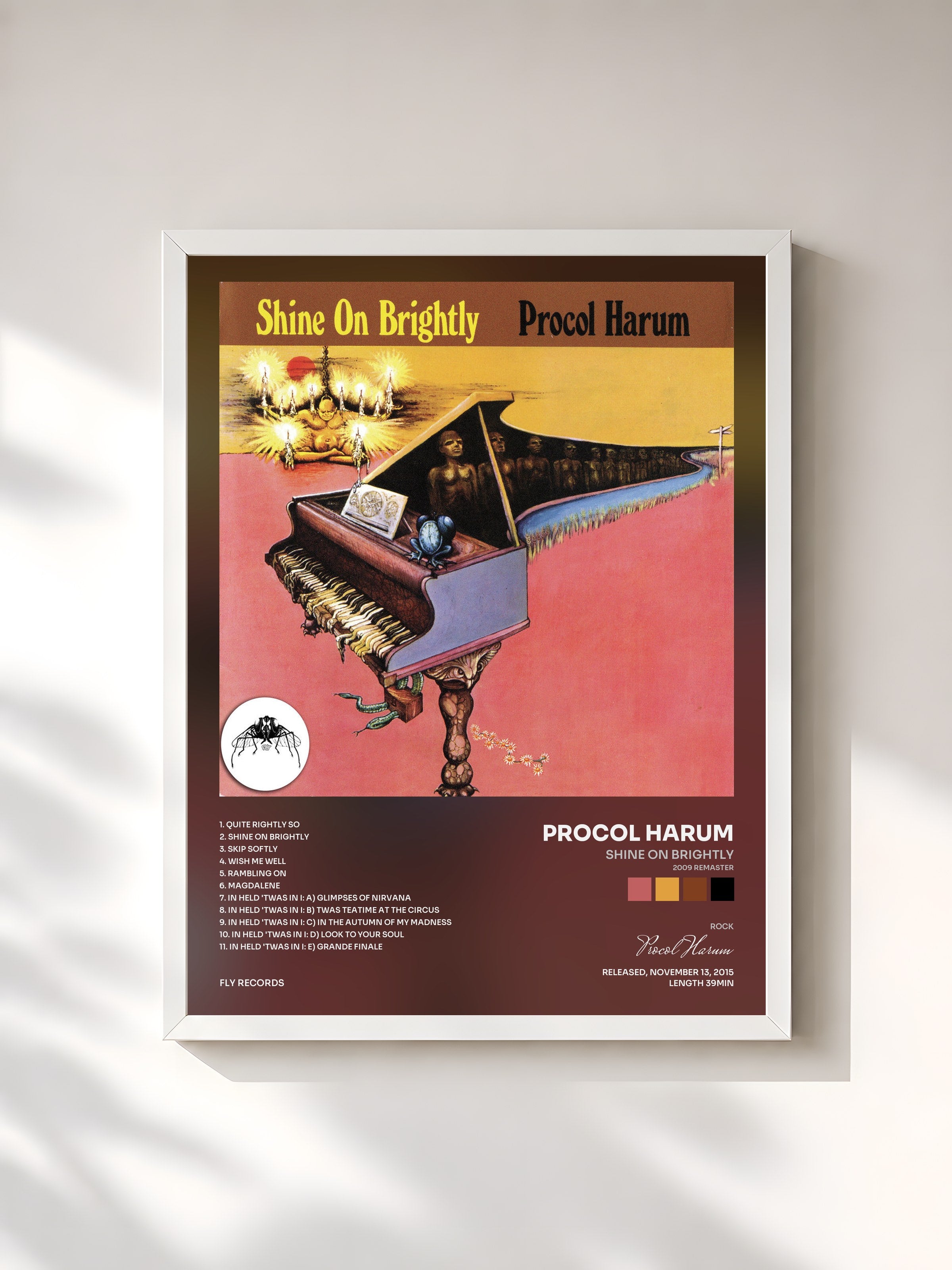 #blanc Tableau de l'album Shine On Brightly (2009 Remaster) de Procol Harum, cadre blanc, imprimé et encadré en France
