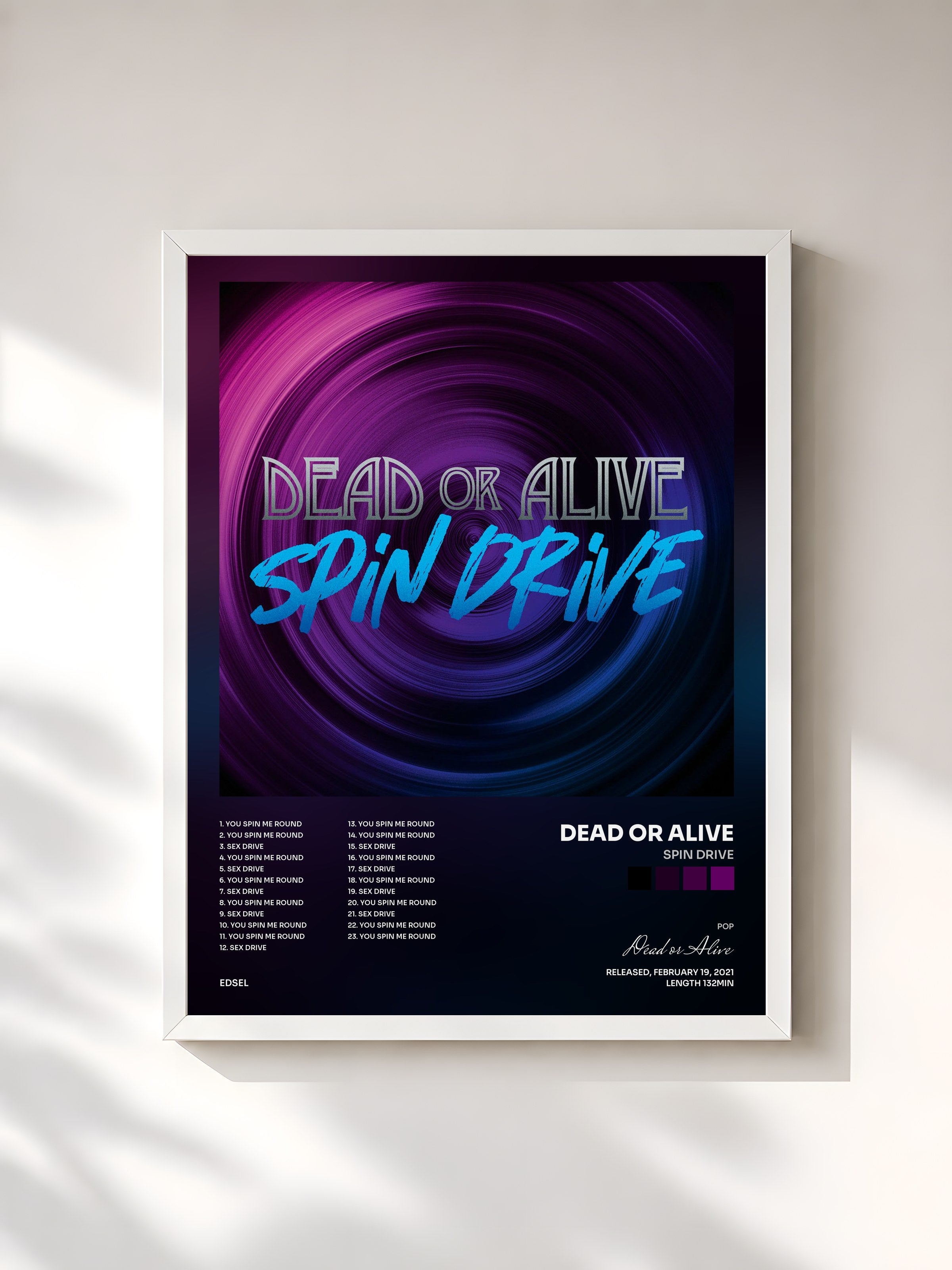 #blanc Tableau de l'album Spin Drive de Dead or Alive, cadre blanc, imprimé et encadré en France