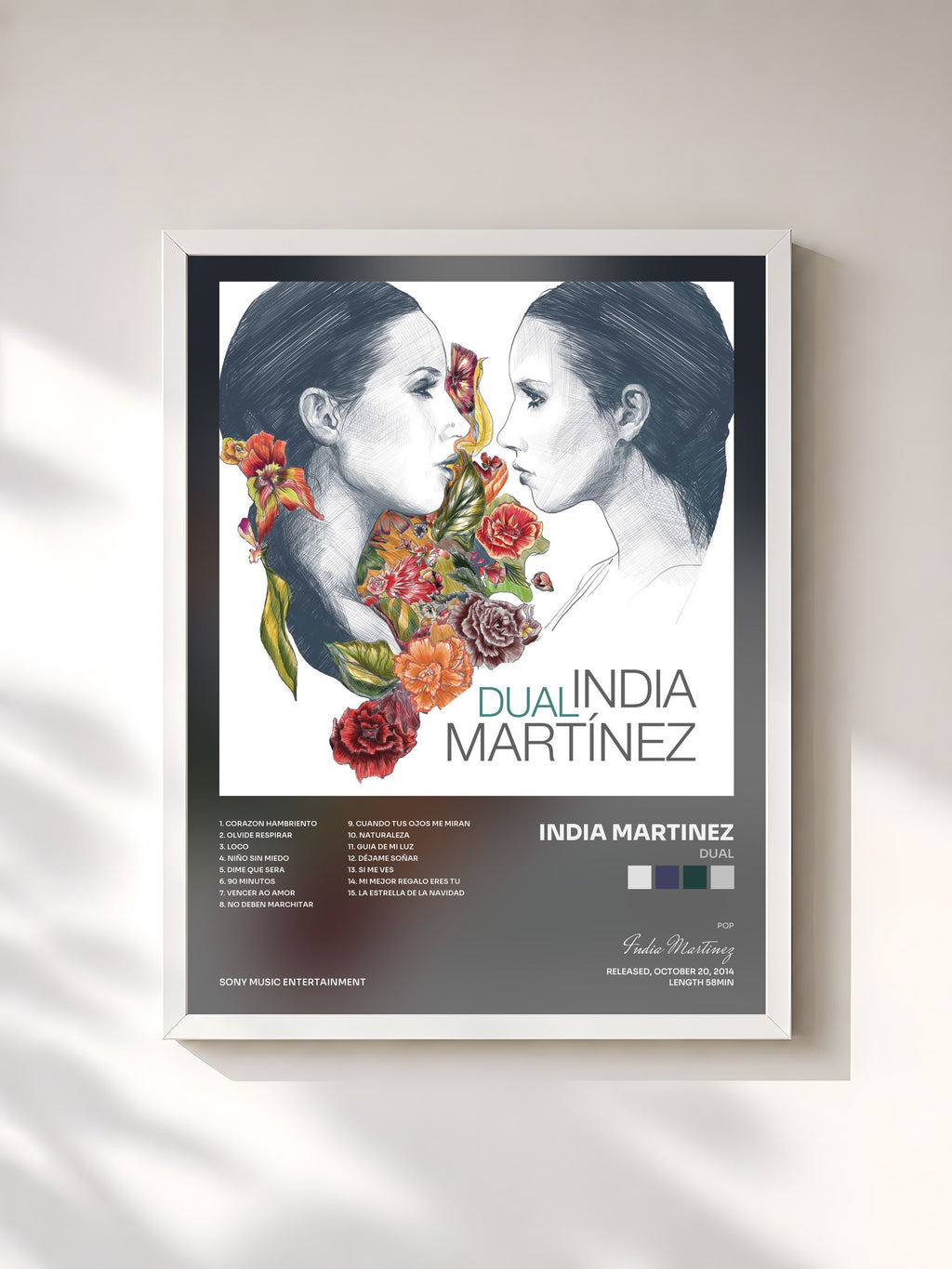 #blanc Tableau de l'album Dual de India Martinez, cadre blanc, imprimé et encadré en France