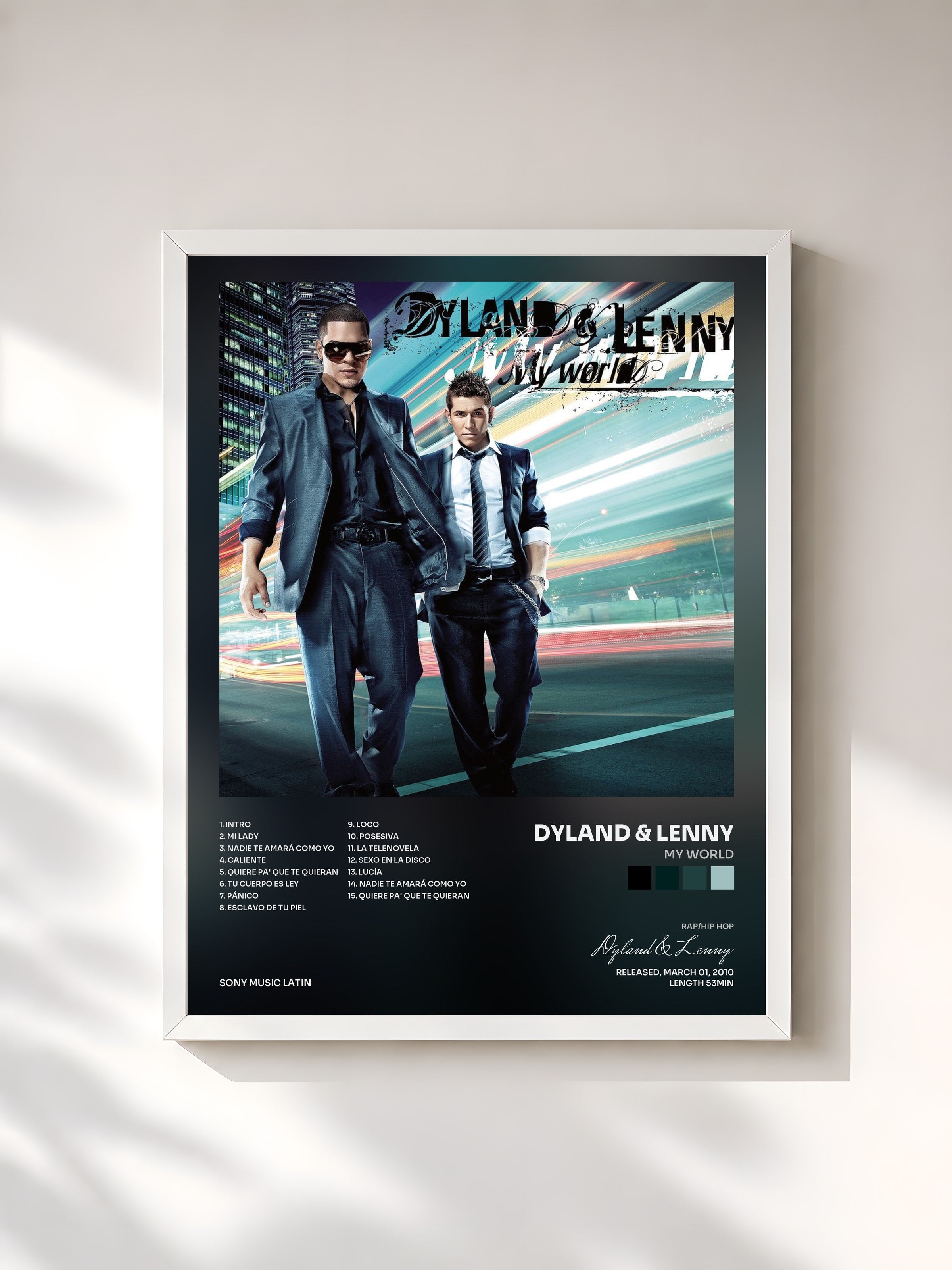 #blanc Tableau de l'album My World de Dyland & Lenny, cadre blanc, imprimé et encadré en France