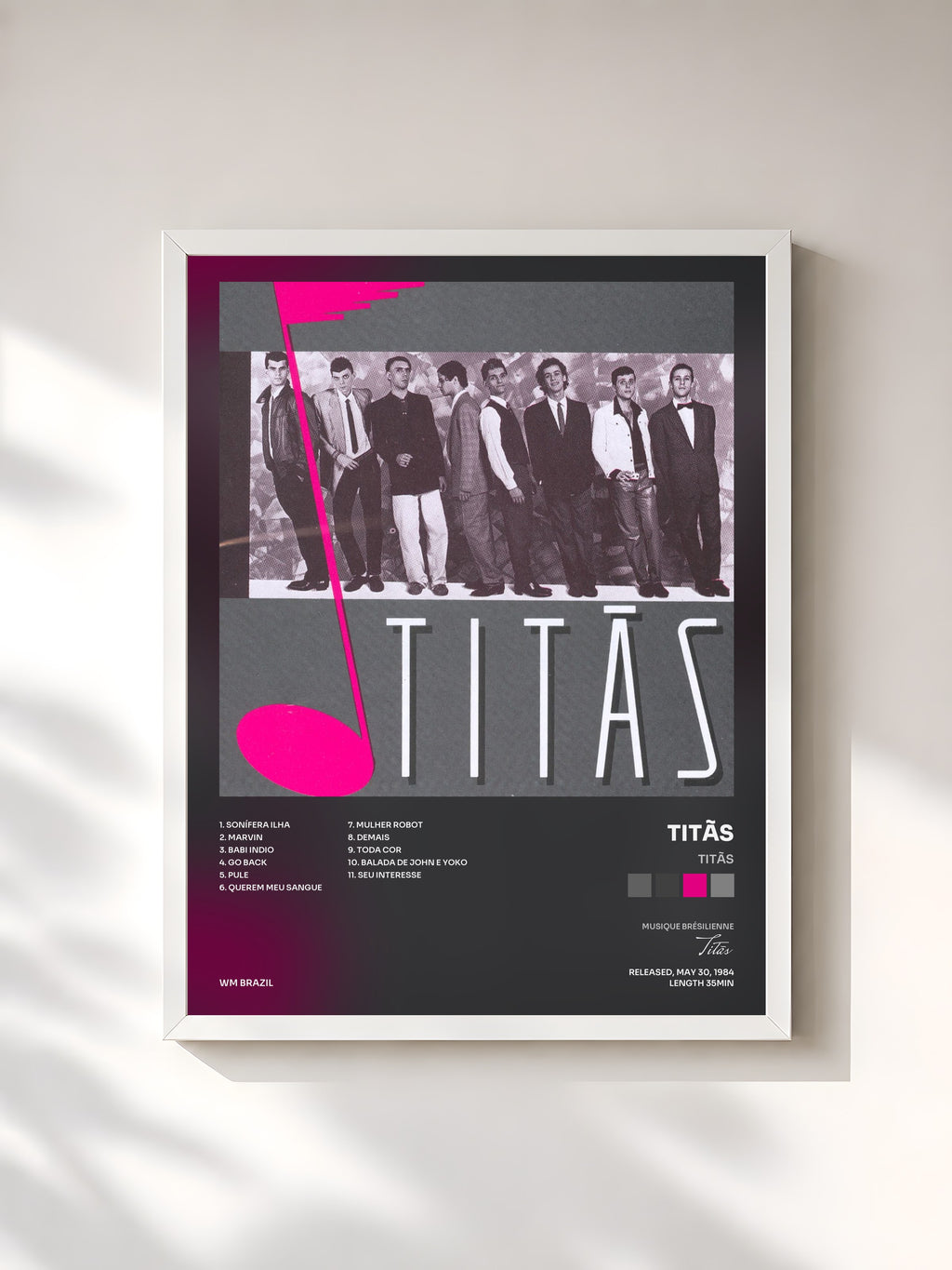 #blanc Tableau de l'album Titãs de Titãs, cadre blanc, imprimé et encadré en France