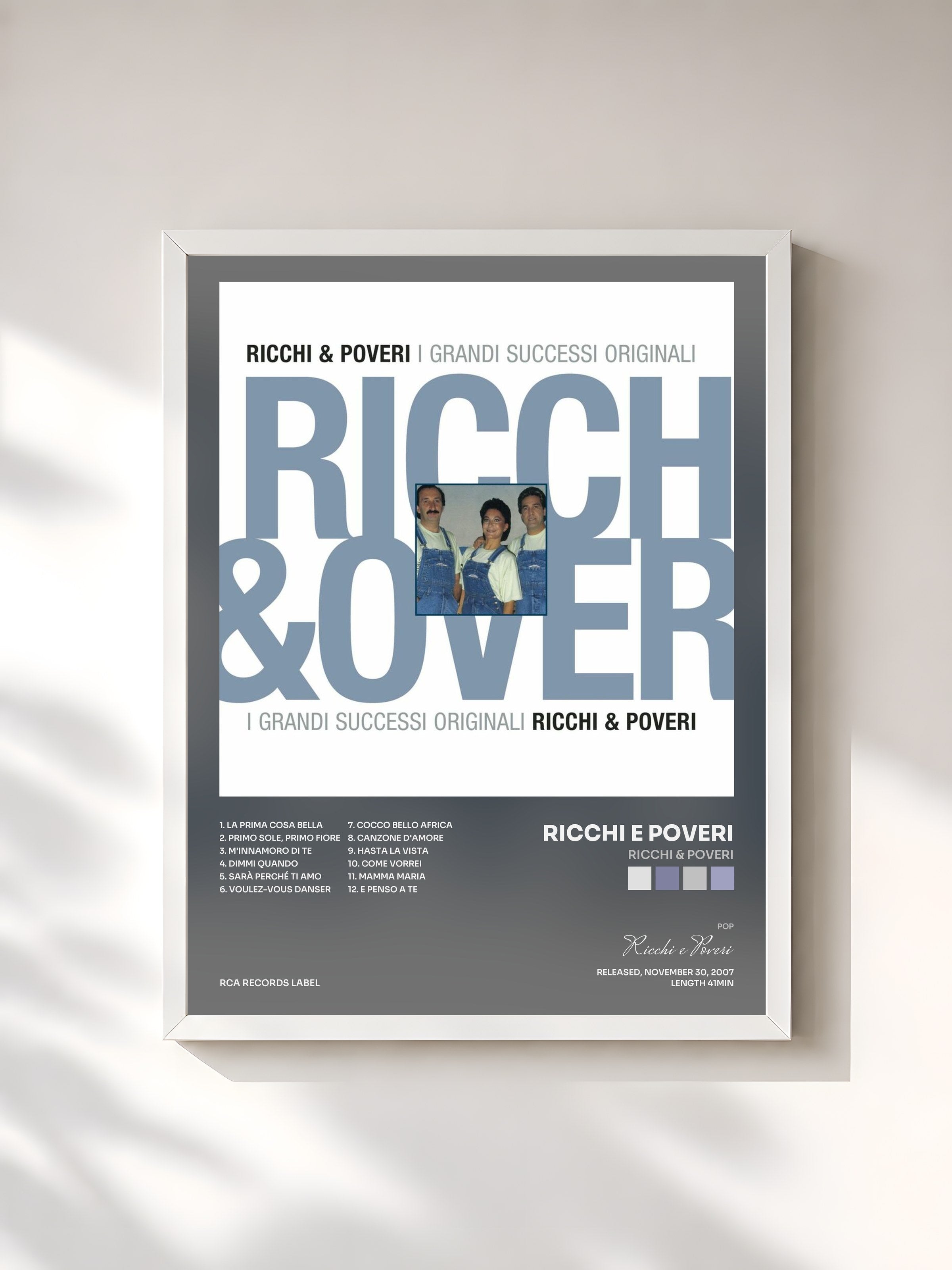 #blanc Tableau de l'album Ricchi & Poveri de Ricchi e Poveri, cadre blanc, imprimé et encadré en France