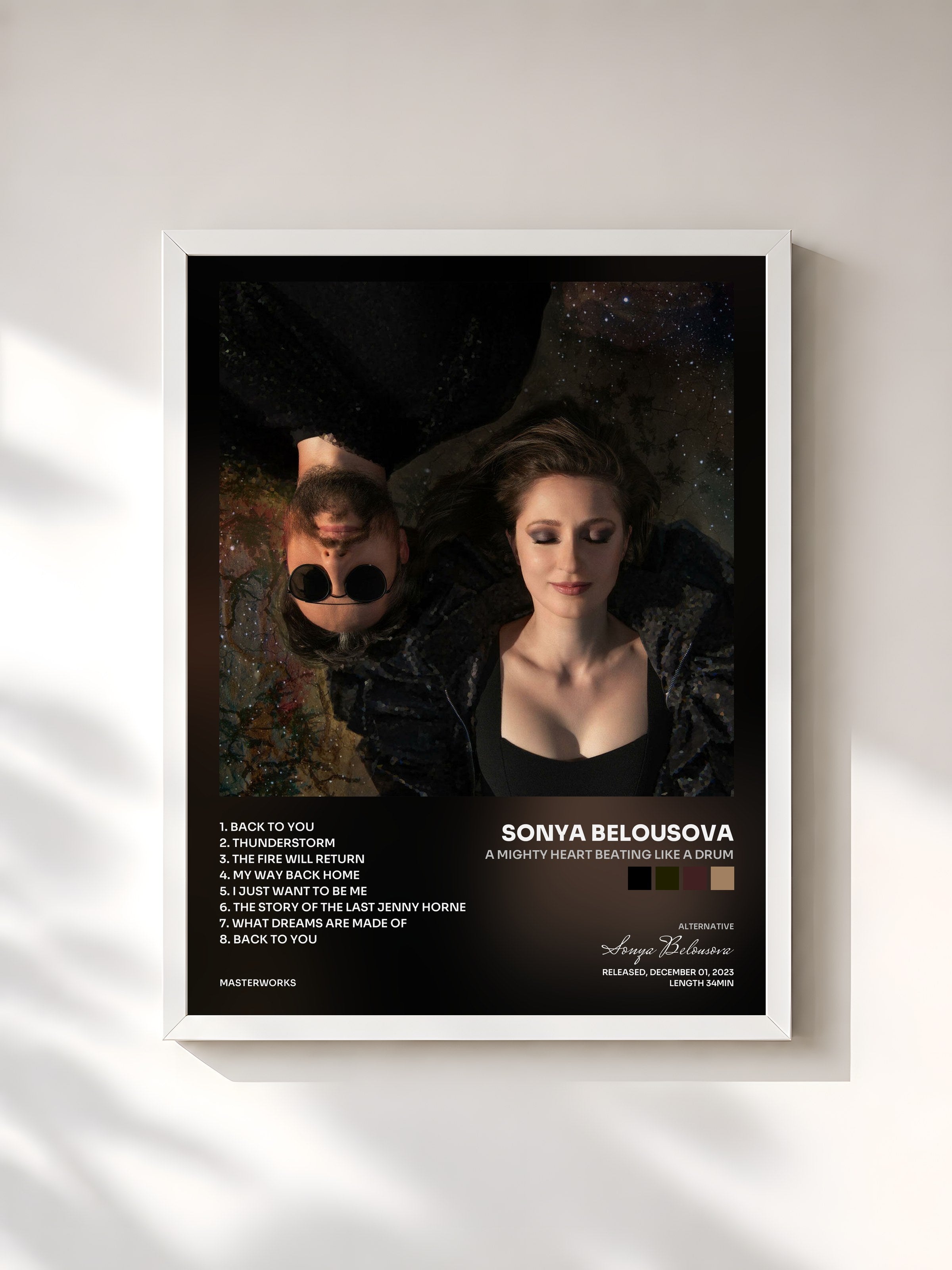 #blanc Tableau de l'album A Mighty Heart Beating Like A Drum de Sonya Belousova, cadre blanc, imprimé et encadré en France