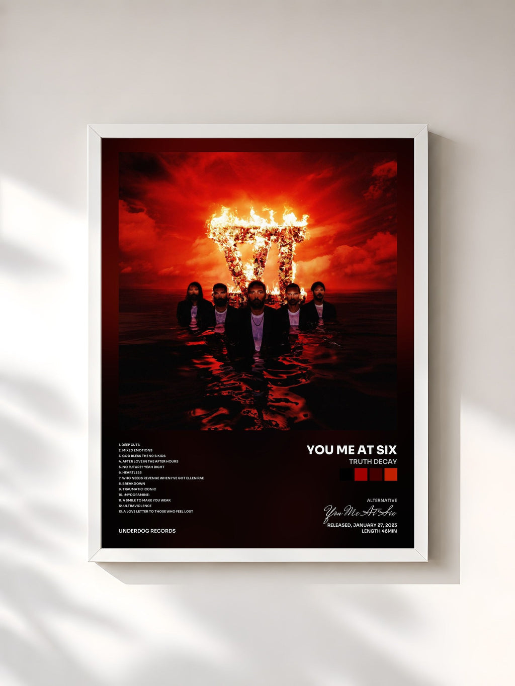 #blanc Truth Decay von You Me At Six als gerahmter Kunstdruck, weißer Rahmen, gedruckt und gerahmt in Frankreich