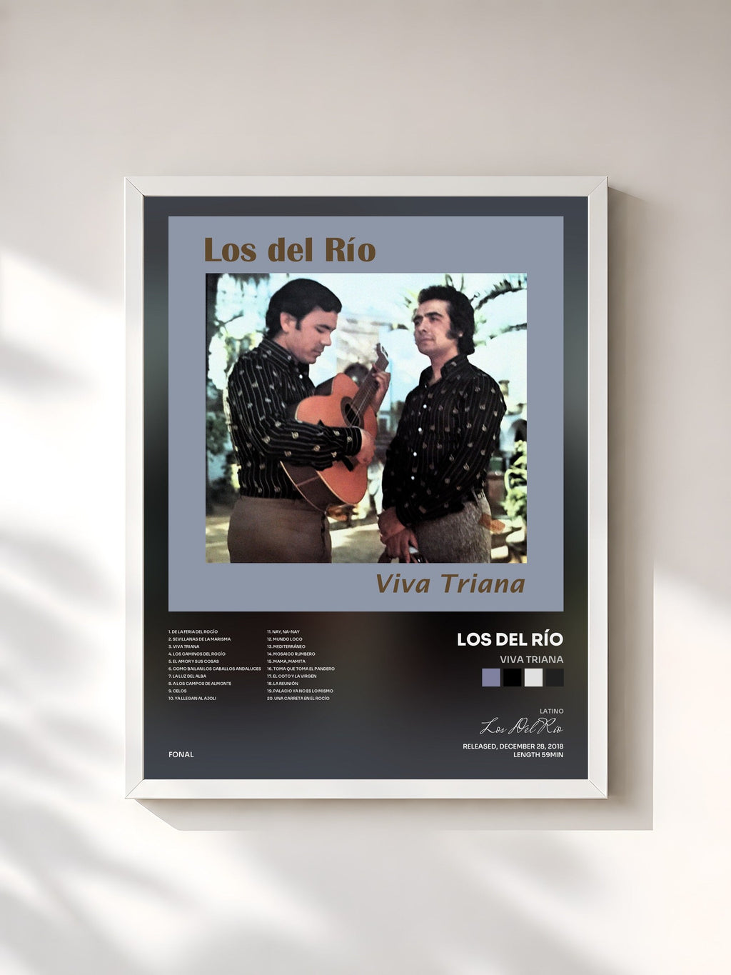 #blanc Viva Triana de Los Del Río en lámina enmarcada, marco blanco, impresa y enmarcada en Francia