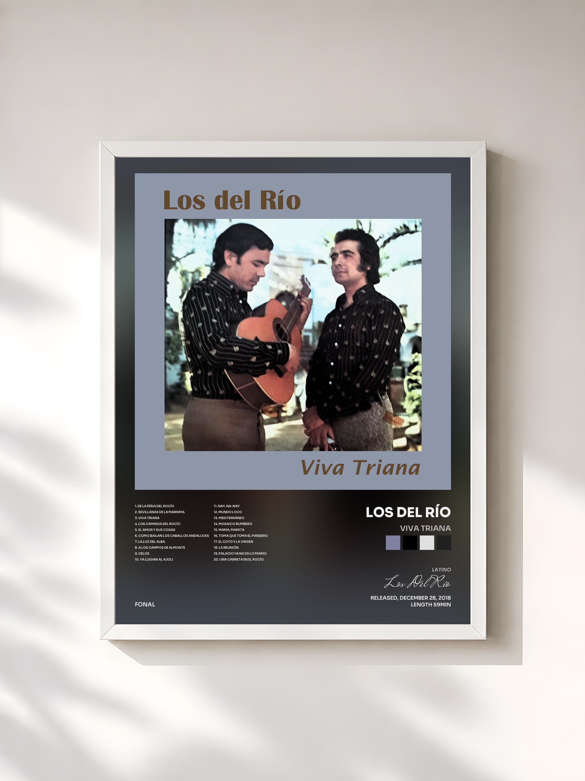 #blanc Tableau de l'album Viva Triana de Los Del Río, cadre blanc, imprimé et encadré en France