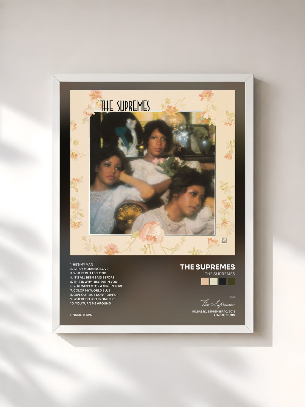 #blanc The Supremes by The Supremes as a framed art print, white frame, printed and framed in France