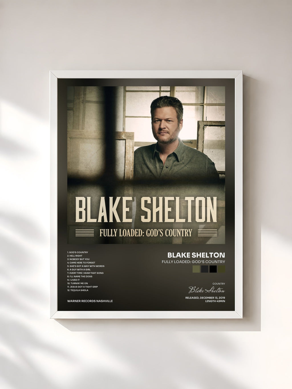 #blanc Fully Loaded: God's Country di Blake Shelton in stampa incorniciata, cornice bianca, stampata e incorniciata in Francia