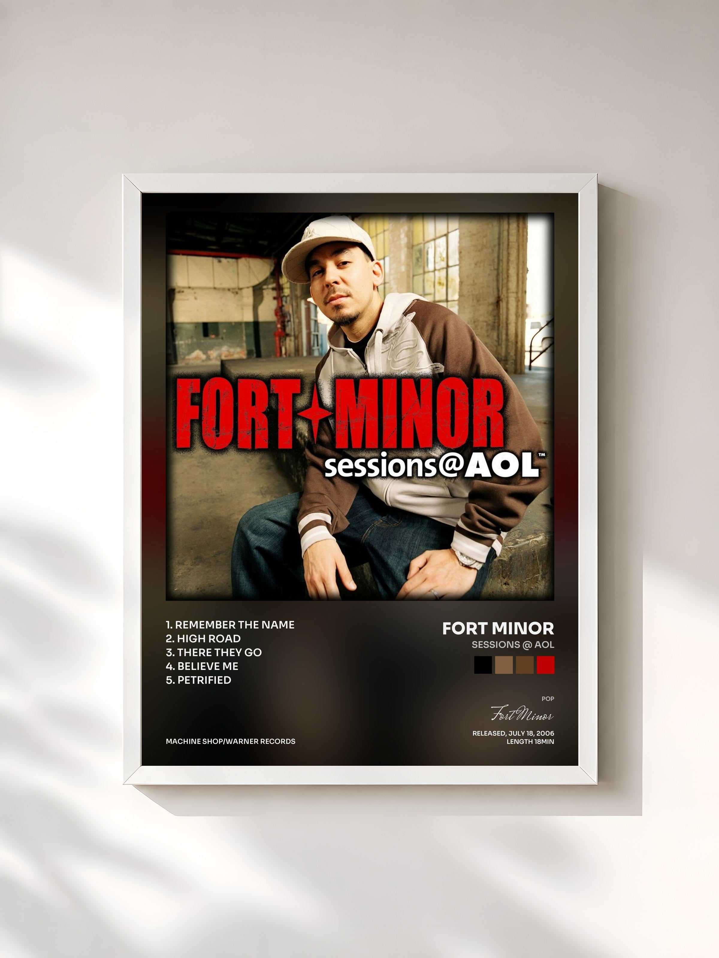 #blanc Tableau de l'album Sessions @ AOL de Fort Minor, cadre blanc, imprimé et encadré en France