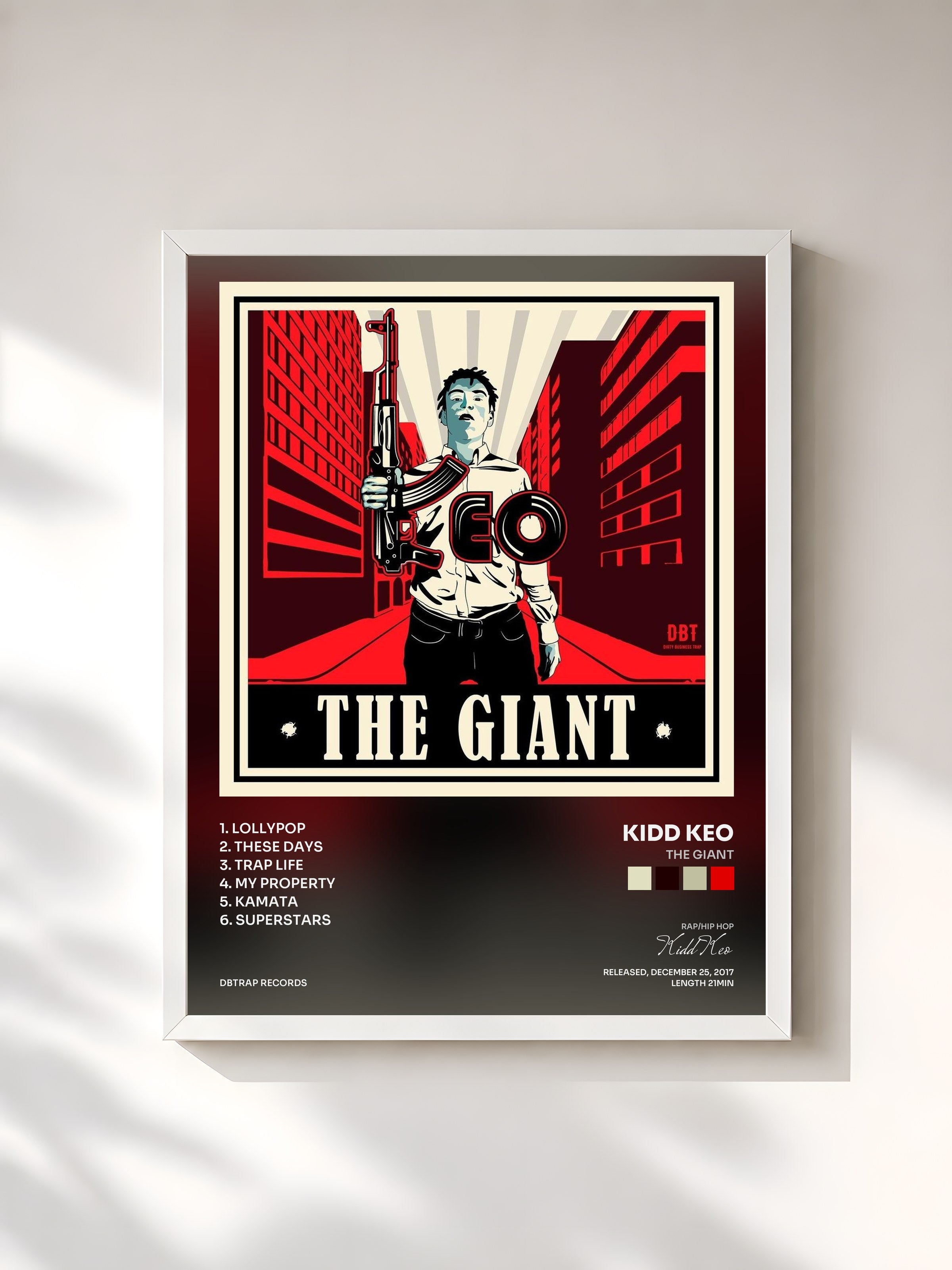 #blanc Tableau de l'album The Giant de Kidd Keo, cadre blanc, imprimé et encadré en France