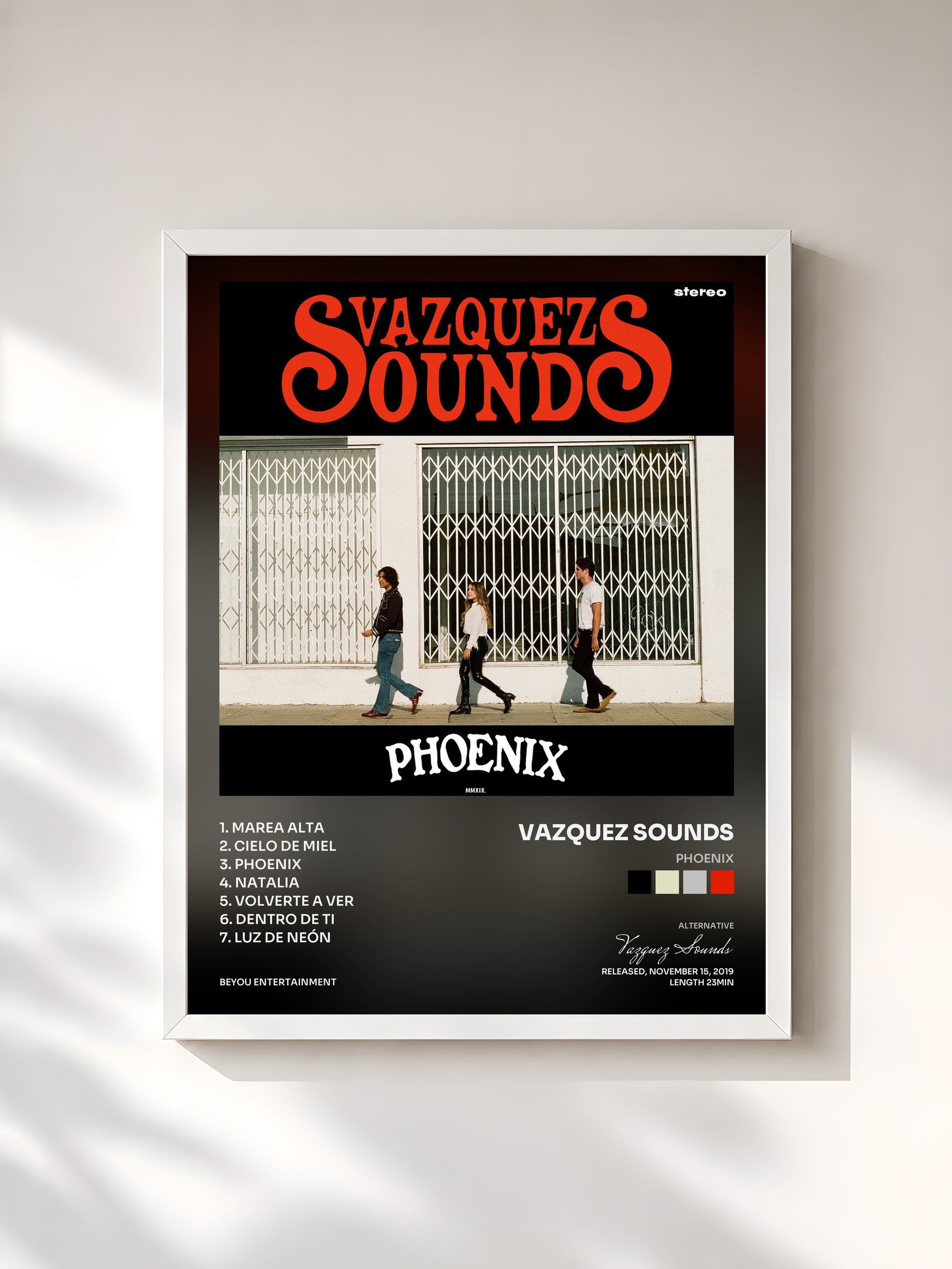 #blanc Tableau de l'album Phoenix de Vazquez Sounds, cadre blanc, imprimé et encadré en France