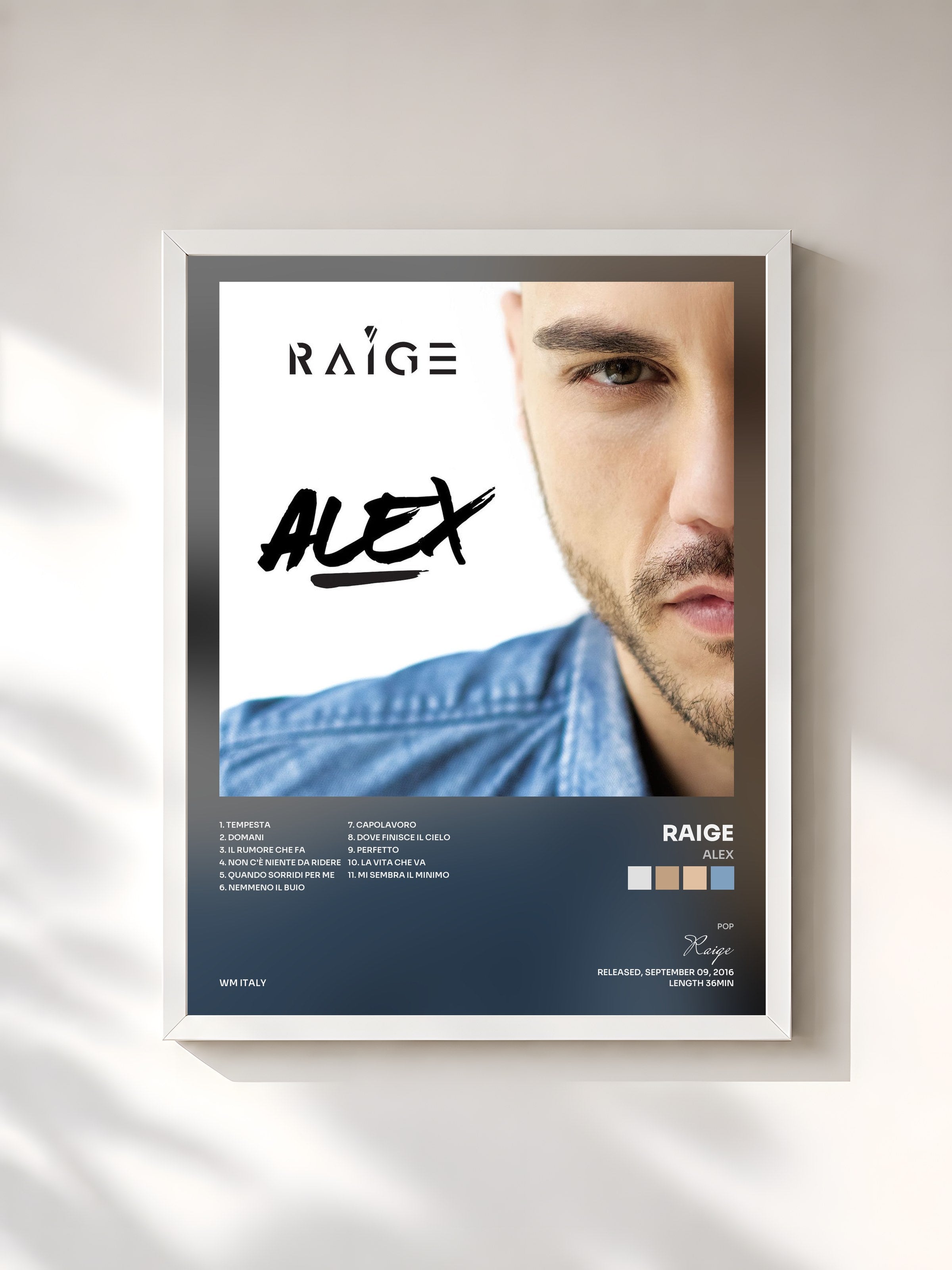 #blanc Tableau de l'album Alex de Raige, cadre blanc, imprimé et encadré en France