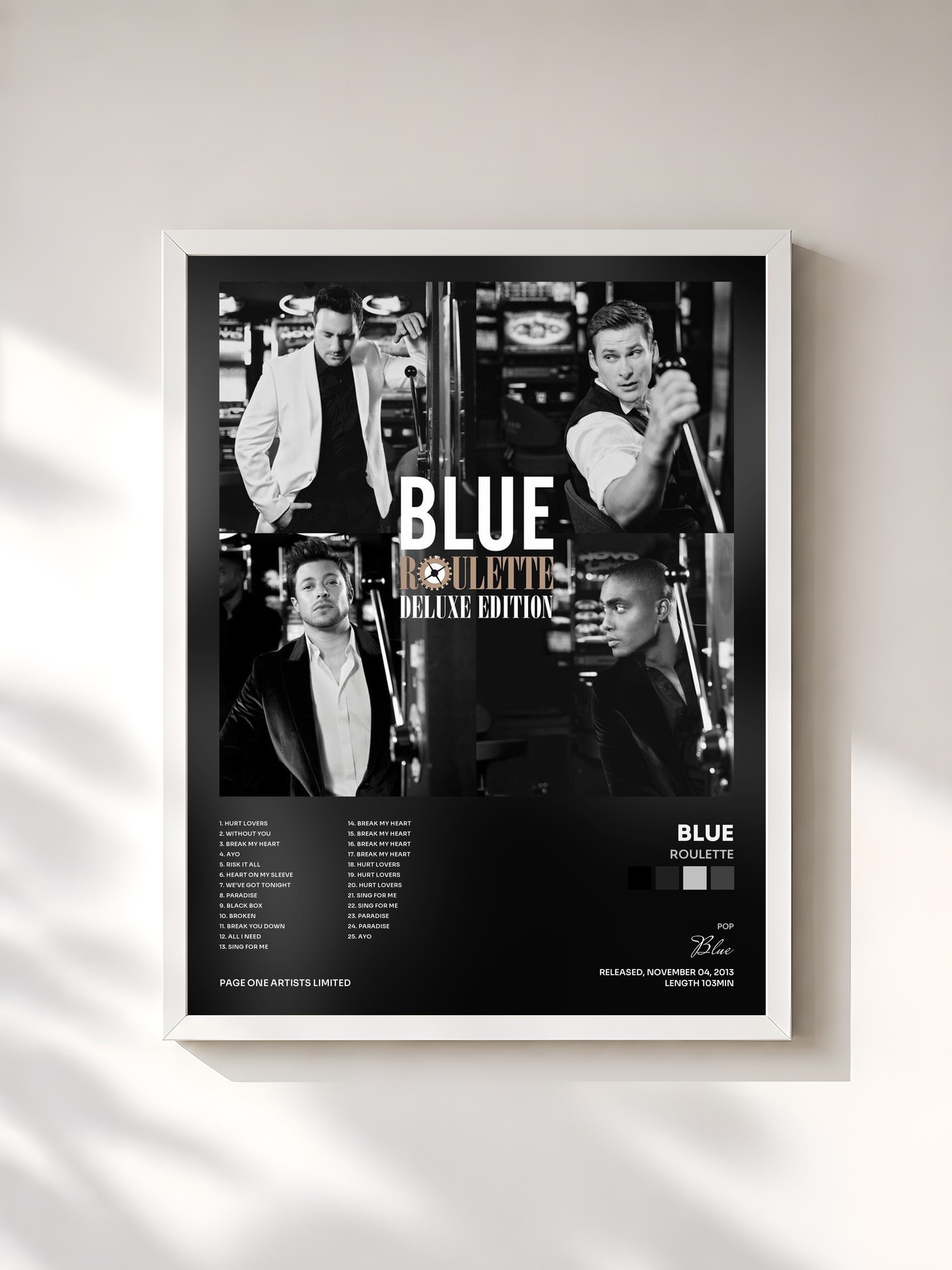 #blanc Tableau de l'album Roulette de Blue, cadre blanc, imprimé et encadré en France