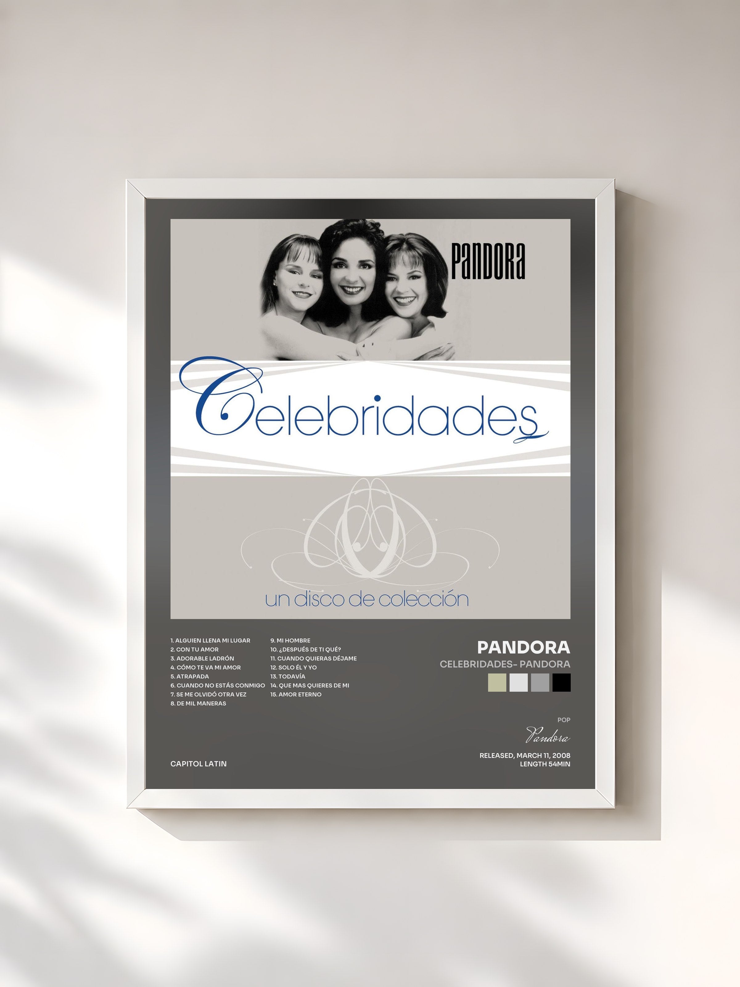 #blanc Tableau de l'album Celebridades- Pandora de Pandora, cadre blanc, imprimé et encadré en France