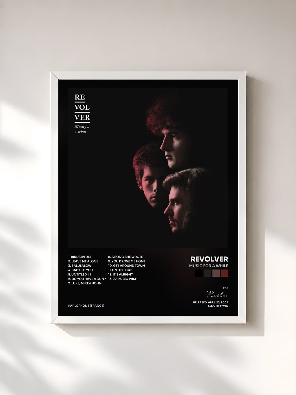 #blanc Tableau de l'album Music For A While de Revolver, cadre blanc, imprimé et encadré en France