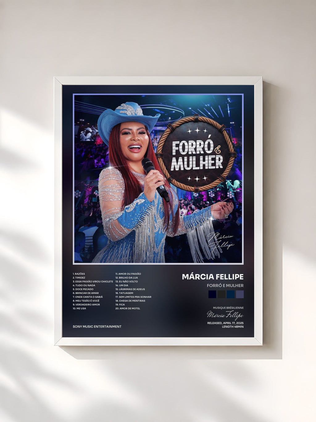#blanc Tableau de l'album Forró e Mulher de Márcia Fellipe, cadre blanc, imprimé et encadré en France