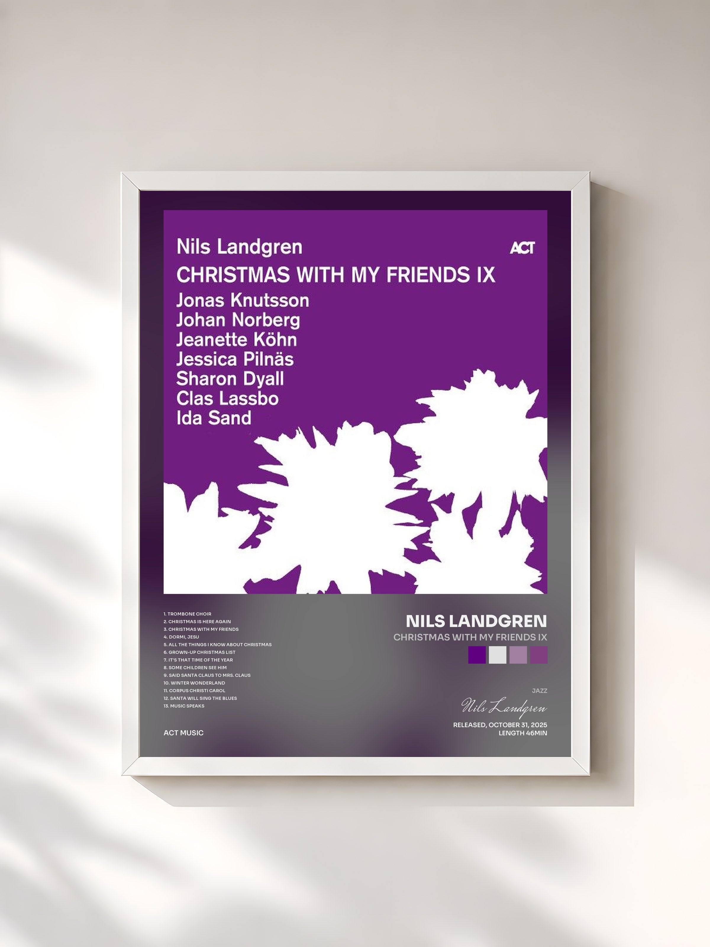 #blanc Tableau de l'album Christmas with My Friends IX de Nils Landgren, cadre blanc, imprimé et encadré en France