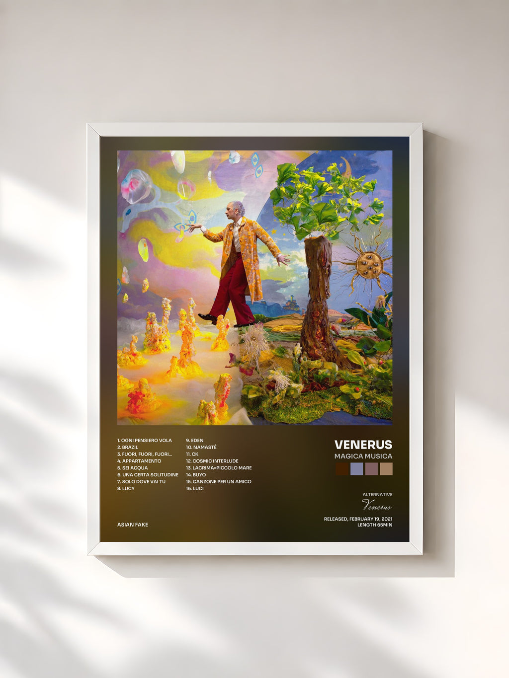 #blanc Tableau de l'album Magica Musica de Venerus, cadre blanc, imprimé et encadré en France