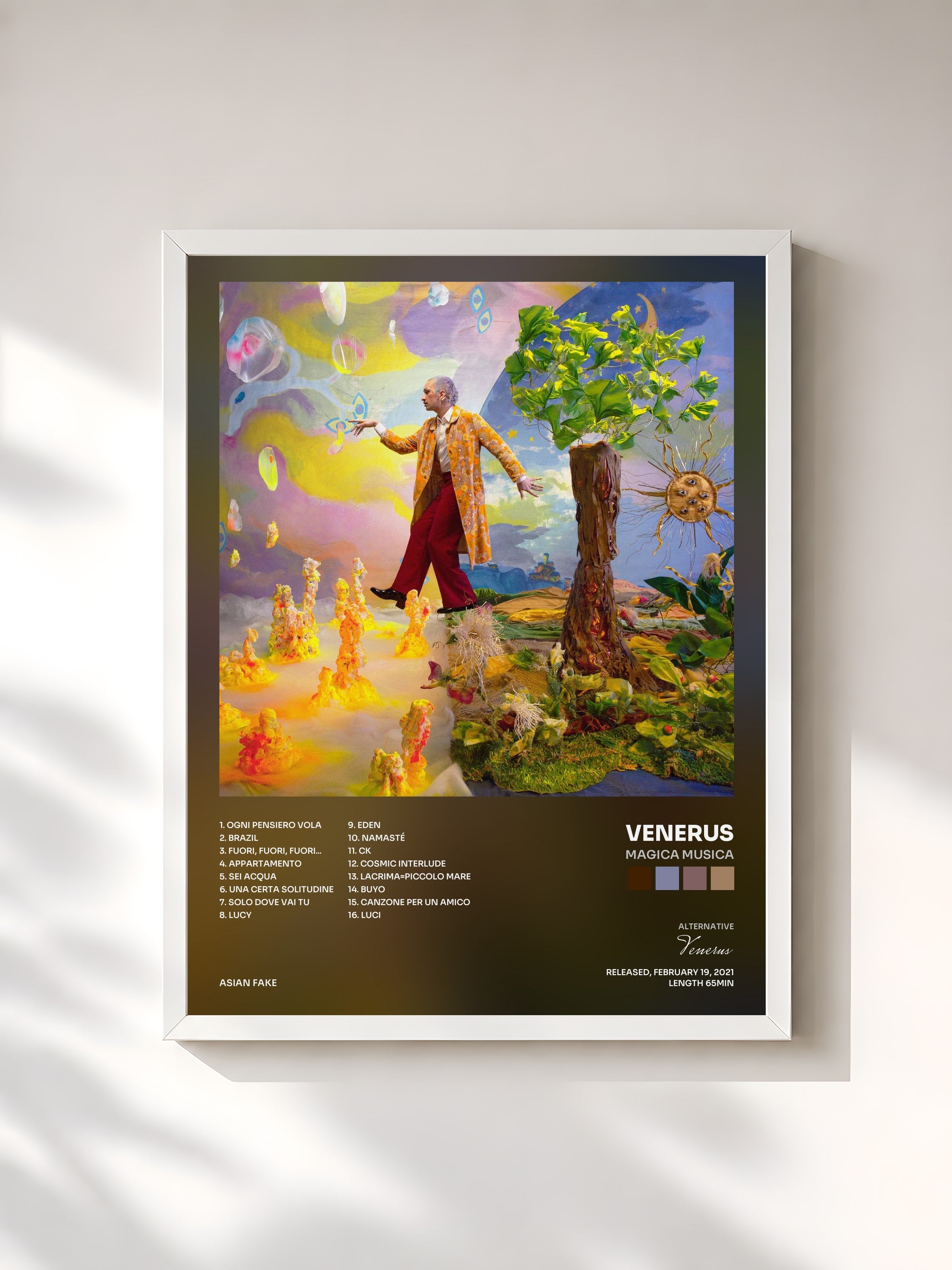 #blanc Tableau de l'album Magica Musica de Venerus, cadre blanc, imprimé et encadré en France