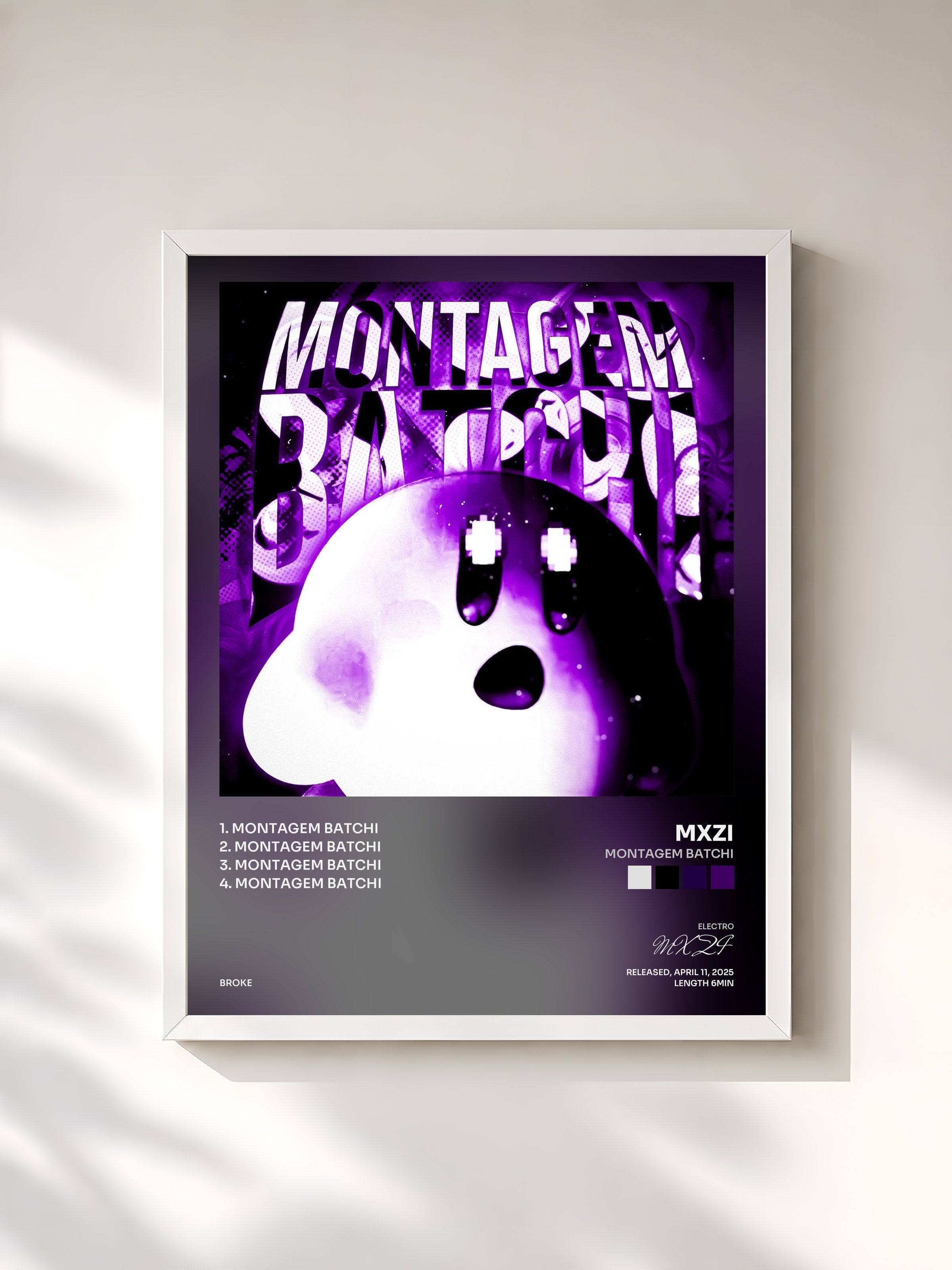 #blanc Tableau de l'album MONTAGEM BATCHI de MXZI, cadre blanc, imprimé et encadré en France