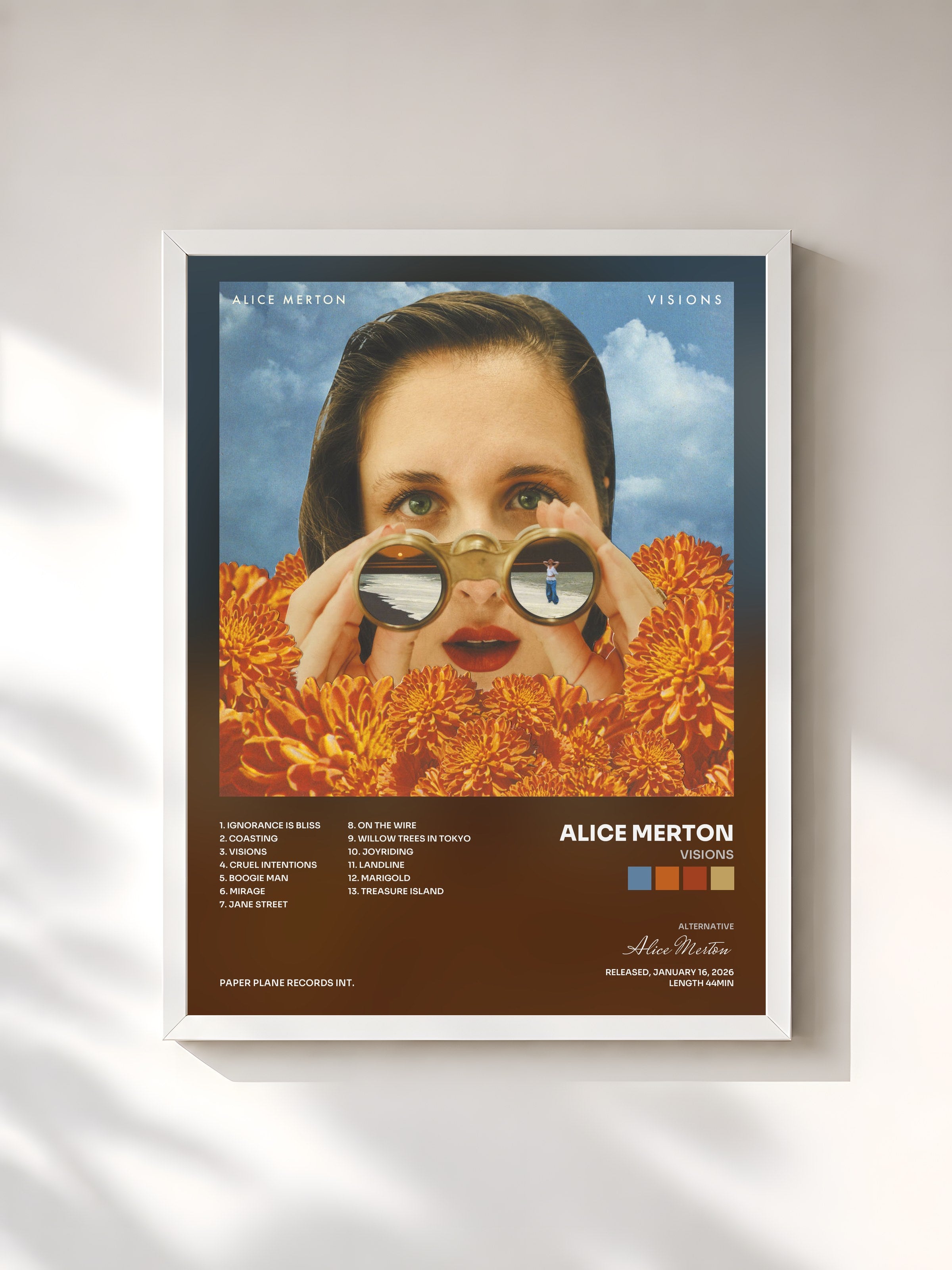 #blanc Tableau de l'album Visions de Alice Merton, cadre blanc, imprimé et encadré en France