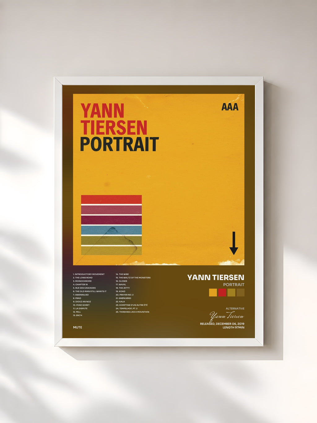 #blanc Tableau de l'album Portrait de Yann Tiersen, cadre blanc, imprimé et encadré en France