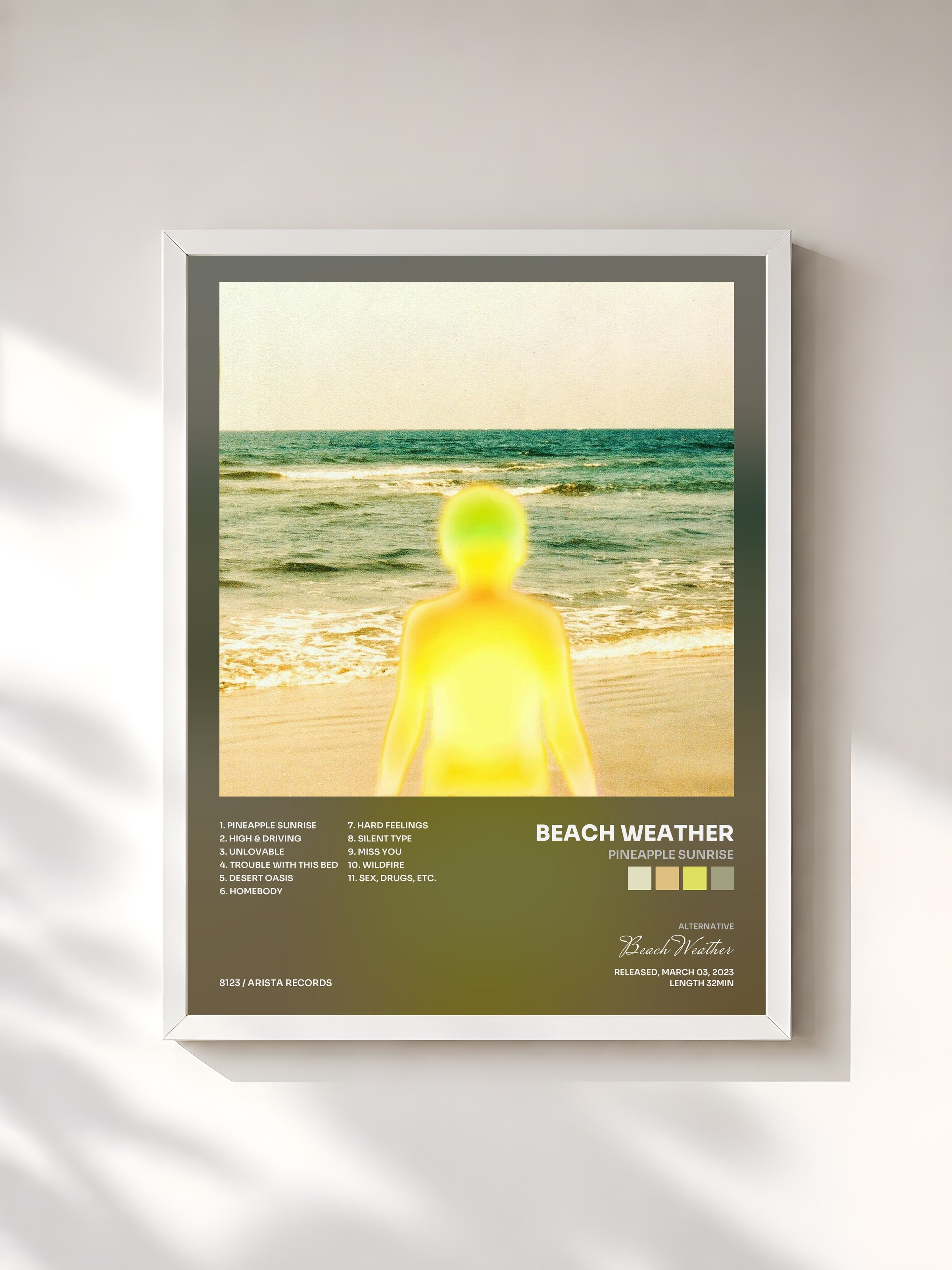 #blanc Tableau de l'album Pineapple Sunrise de Beach Weather, cadre blanc, imprimé et encadré en France