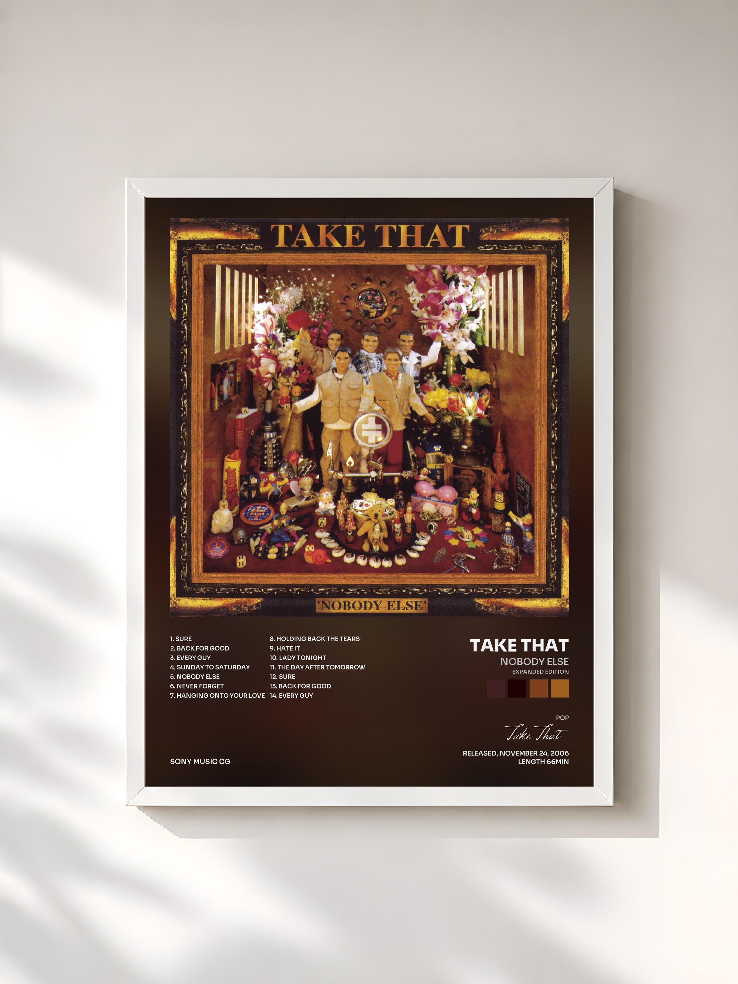 #blanc Tableau de l'album Nobody Else (Expanded Edition) de Take That, cadre blanc, imprimé et encadré en France
